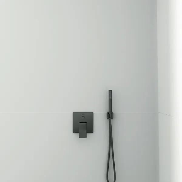 Ideal Standard Idealrain Atelier BC771A5 Wandhalter mit eckiger Rosette, G1⁄2, Magnetic Grey