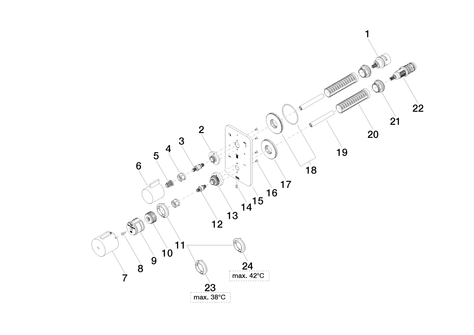 UP-Thermostat mit Dreiwege-Mengenregulierung LISSÉ Chrom 36427845 UP-Thermostat mit Dreiwege-Mengenregulierung LISSÉ Chrom 36427845