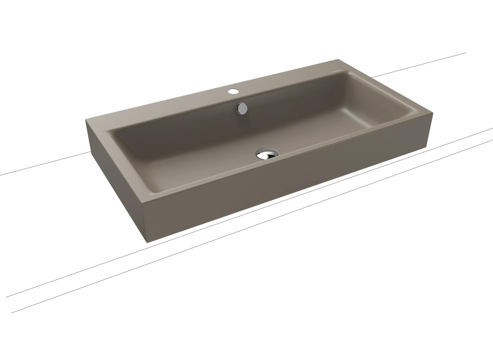Kaldewei PURO Aufsatzwaschtisch, warm grey 60, Perl-Effekt, 900x460 mm, Randhöhe 120 mm