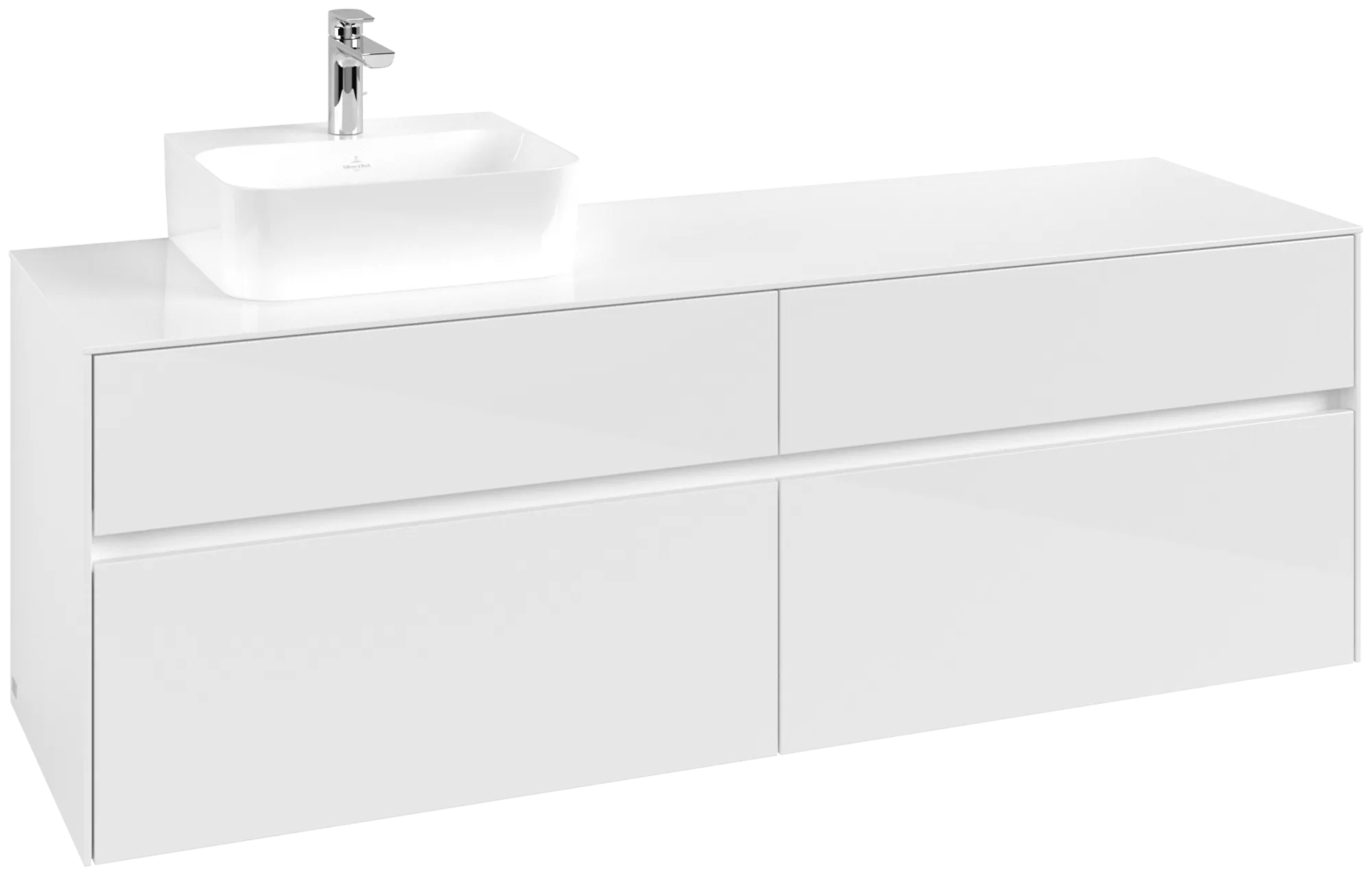 Villeroy & Boch Waschtischunterschrank „Collaro“ 1600 × 548 × 500 mm Glossy White, ohne Beleuchtung, für Becken links