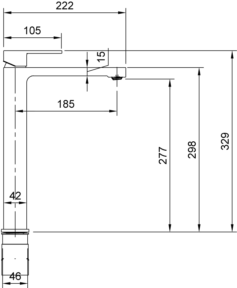 Villeroy & Boch Einhebel-Waschtischarmatur Architectura, Chrom, 42 x 222 x 329 mm, erhöhte Standmontage mit Push-Open-Ablaufgarnitur und AirPlus-Technologie