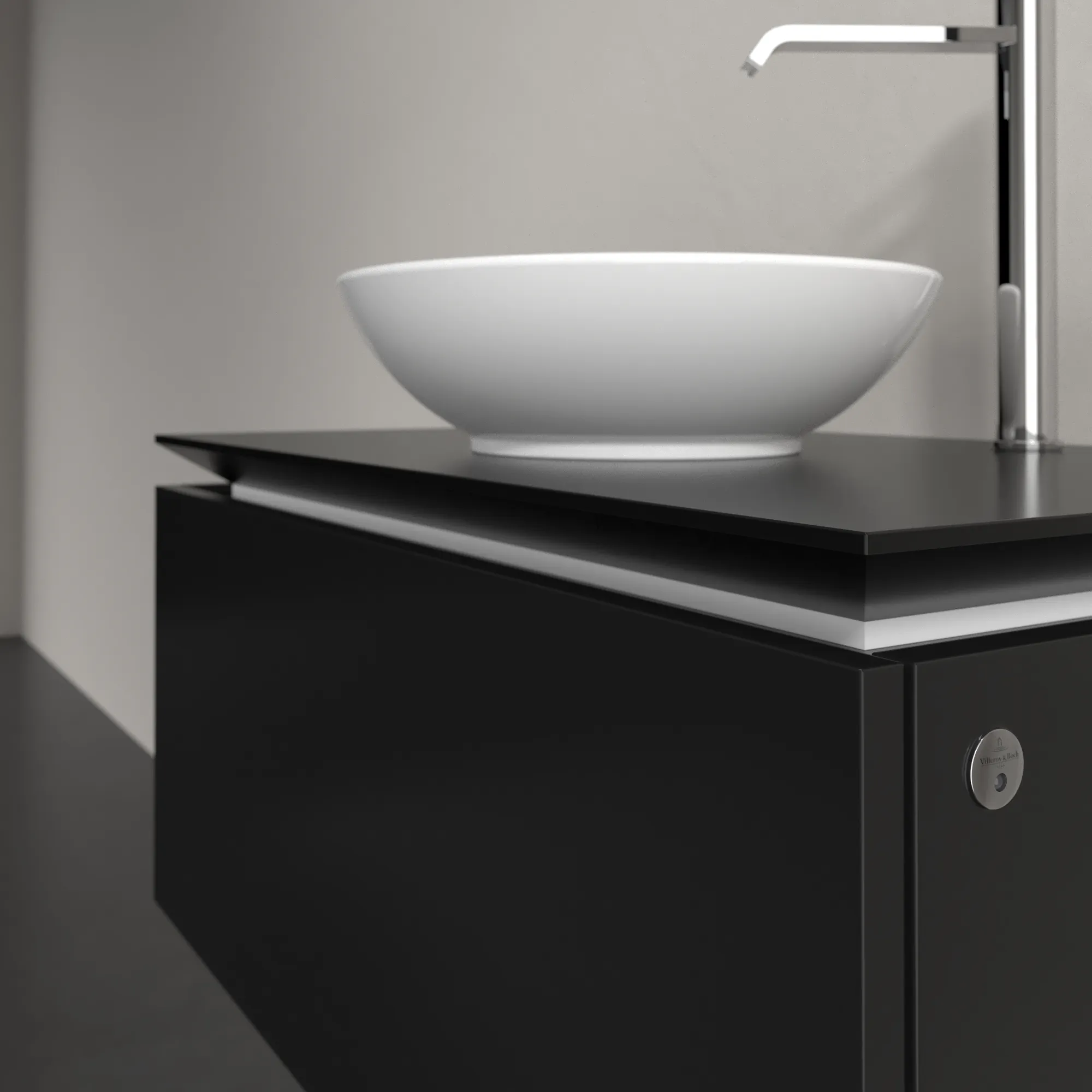 Villeroy & Boch Waschtischunterschrank „Legato“ für Schrankwaschtisch 800 × 380 × 500 mm Black Matt Lacquer, für Becken mittig