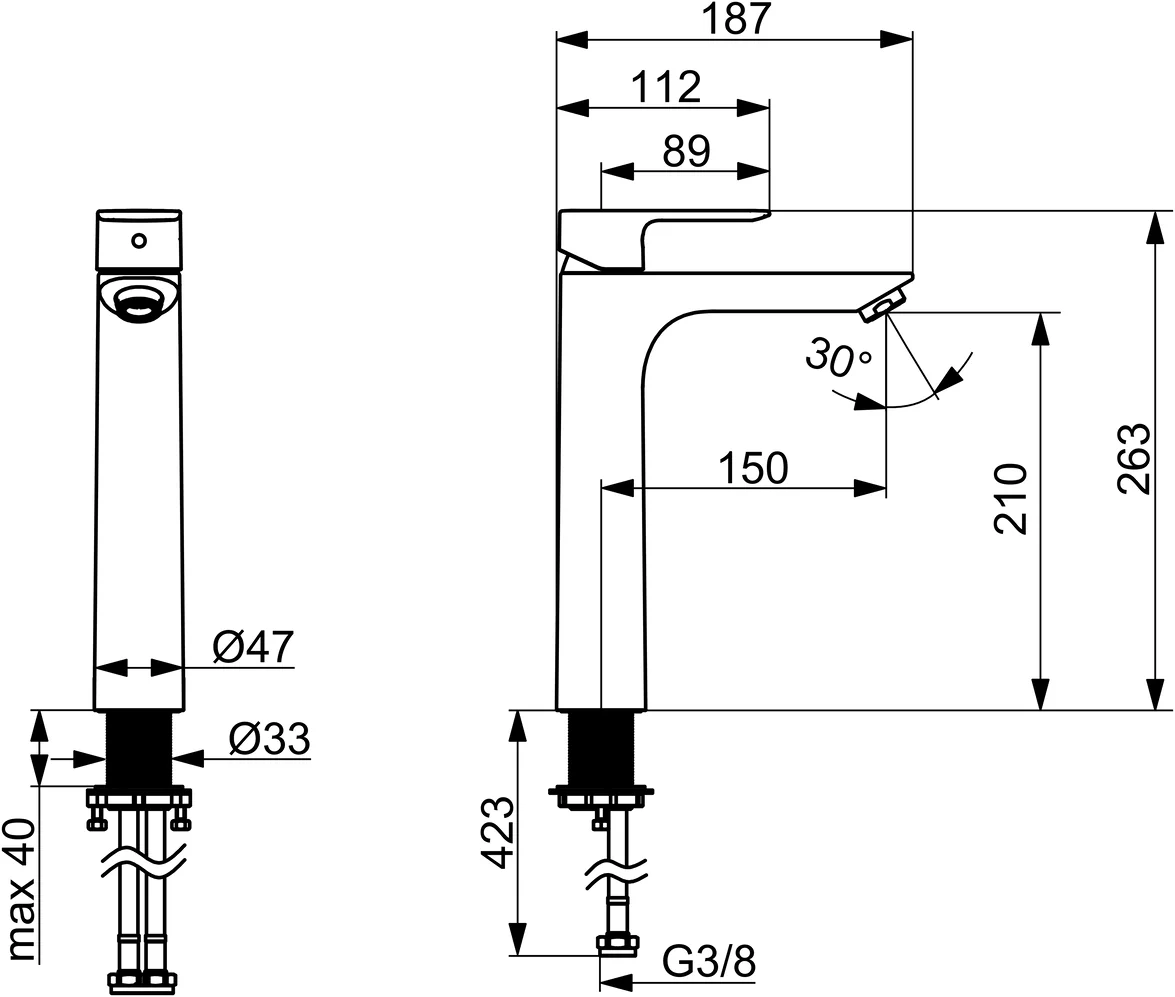 HansaBASIC Waschtischarmatur hoch EHM 5547, Ausladung 150 mm, DN15, Chrom HansaBASIC Waschtischarmatur hoch EHM 5547, Ausladung 150 mm, DN15, Chrom