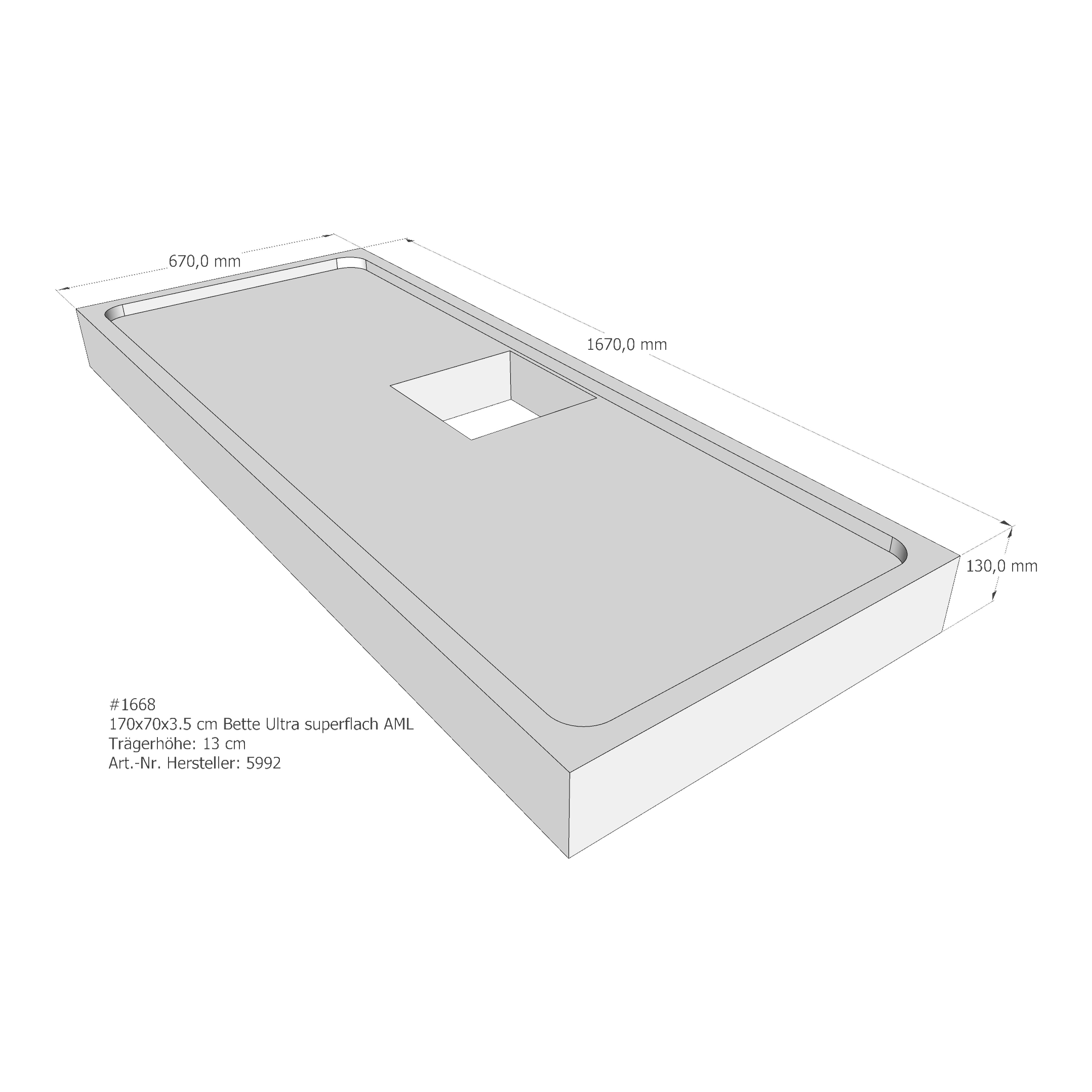 Duschwannenträger für Bette Ultra (superflach) 170 × 70 × 3,5 cm