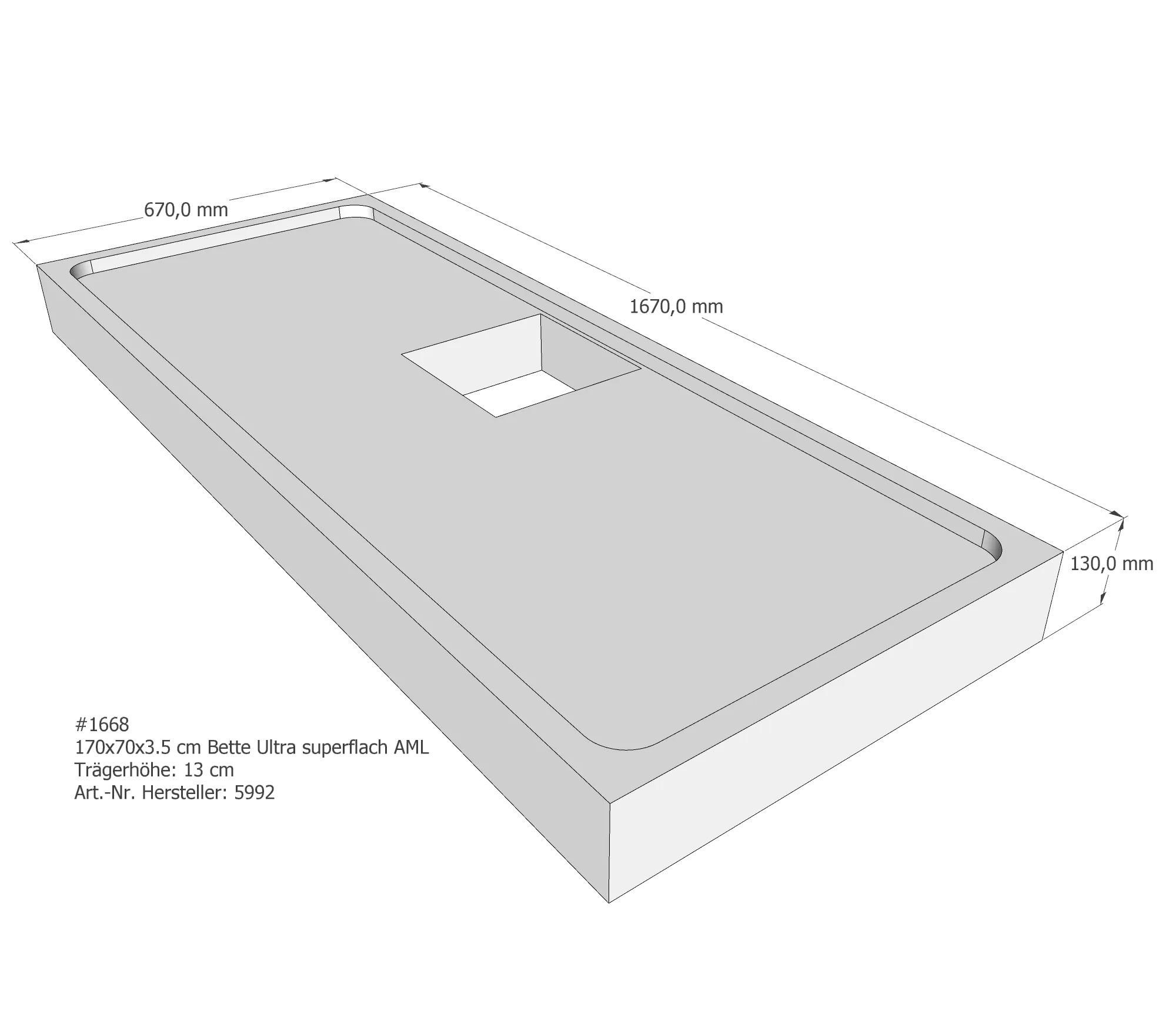 Duschwannenträger für Bette Ultra (superflach) 170 × 70 × 3,5 cm Breite: 70 cm / Länge: 170 cm Duschwannenträger für Bette Ultra (superflach) 170 × 70 × 3,5 cm Breite: 70 cm / Länge: 170 cm