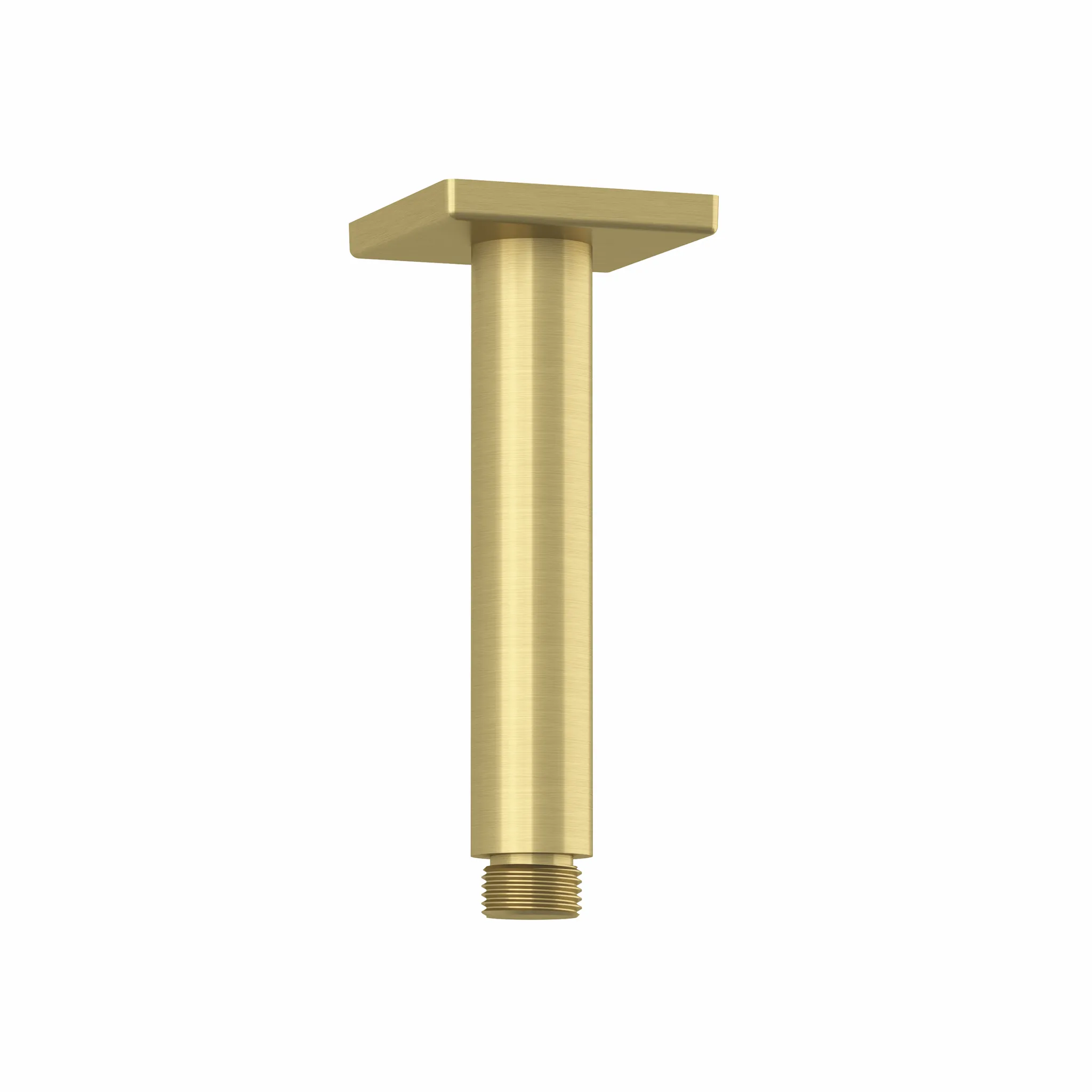 Kludi A-QA Deckenauslass 150 mm, eckige Rosette in Brushed Gold, starrer Brausearm für Tellerkopfbrause Kludi A-QA Deckenauslass 150 mm, eckige Rosette in Brushed Gold, starrer Brausearm für Tellerkopfbrause