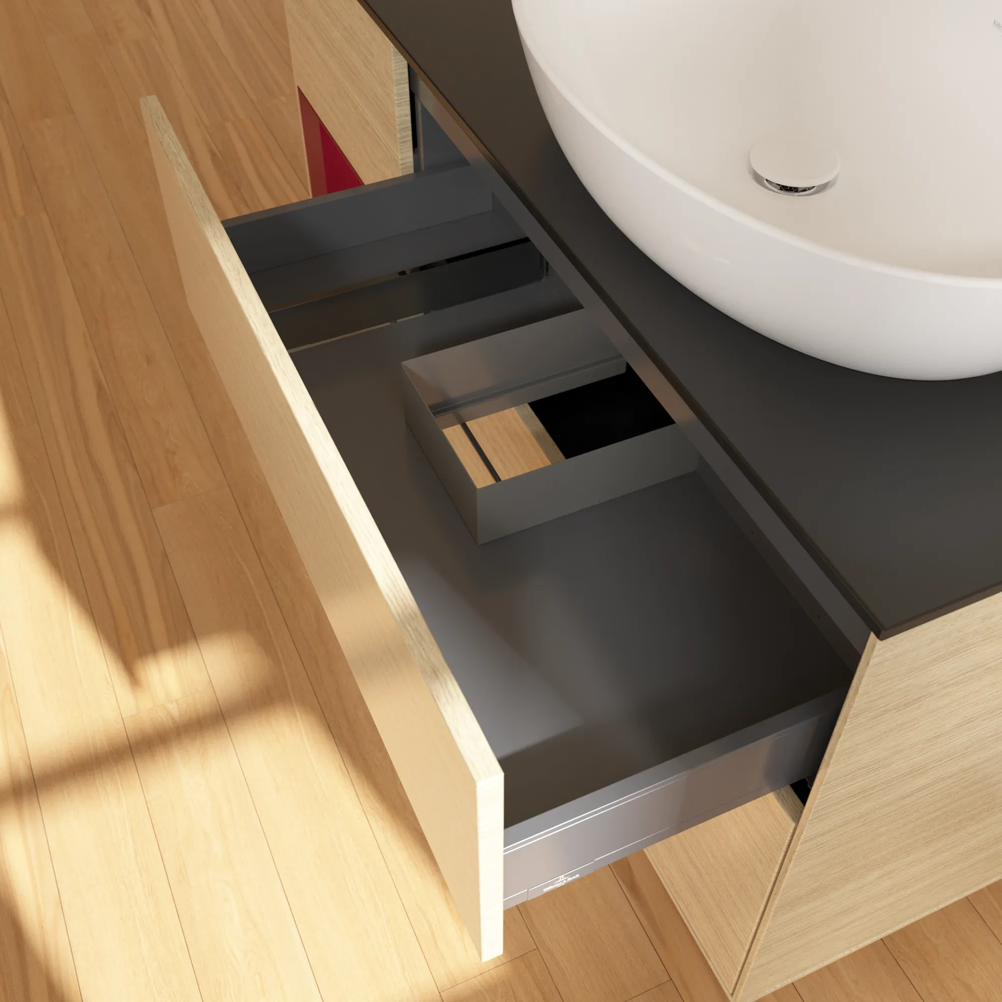 Villeroy & Boch Waschtischunterschrank „Finion“ für Schrankwaschtisch 1200 × 603 × 501 mm Oak Veneer, für Becken rechts, mit Hahnlochbohrung Villeroy & Boch Waschtischunterschrank „Finion“ für Schrankwaschtisch 1200 × 603 × 501 mm Oak Veneer, für Becken rechts, mit Hahnlochbohrung