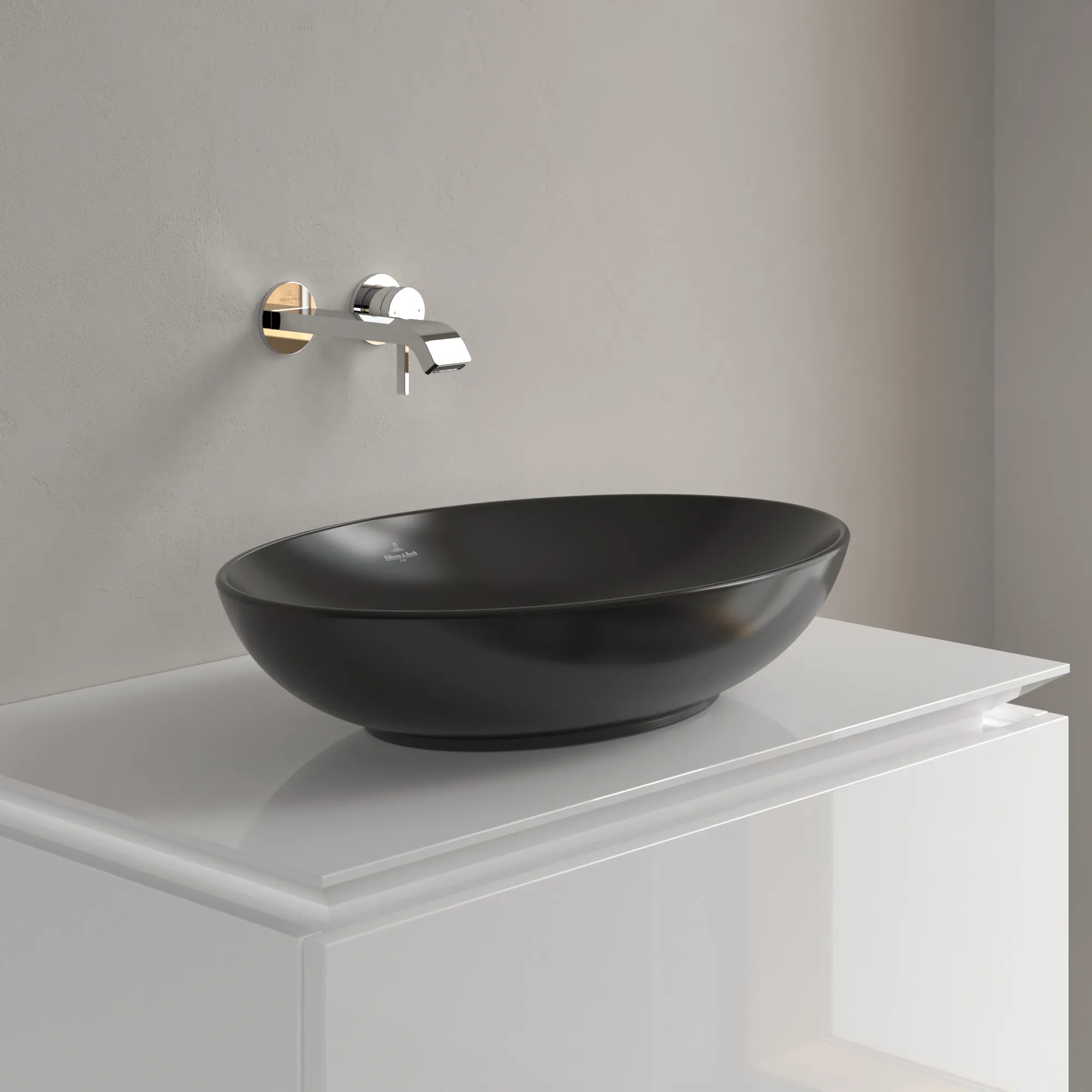 Villeroy & Boch Aufsatzwaschbecken Loop & Friends Pure Black CeramicPlus 560x380x150mm mit Überlauf