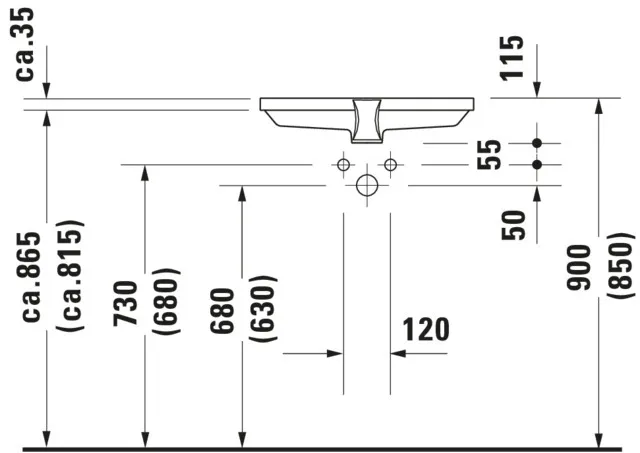 Unterbauwaschtisch, mit Überlauf Unterbauwaschtisch, mit Überlauf