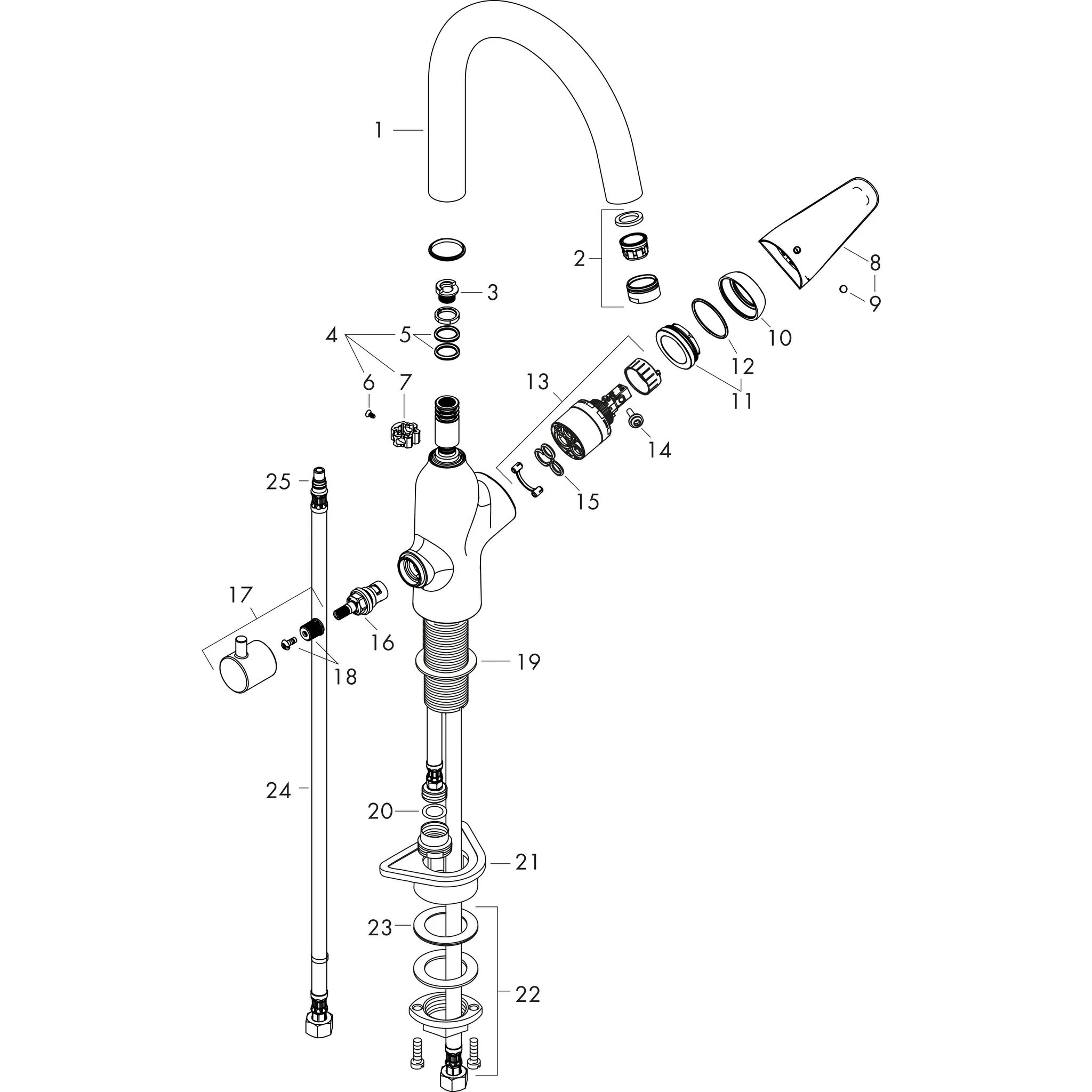 Spültischmischer 220 Focus M42 Geräteabsperrventil 1jet chrom