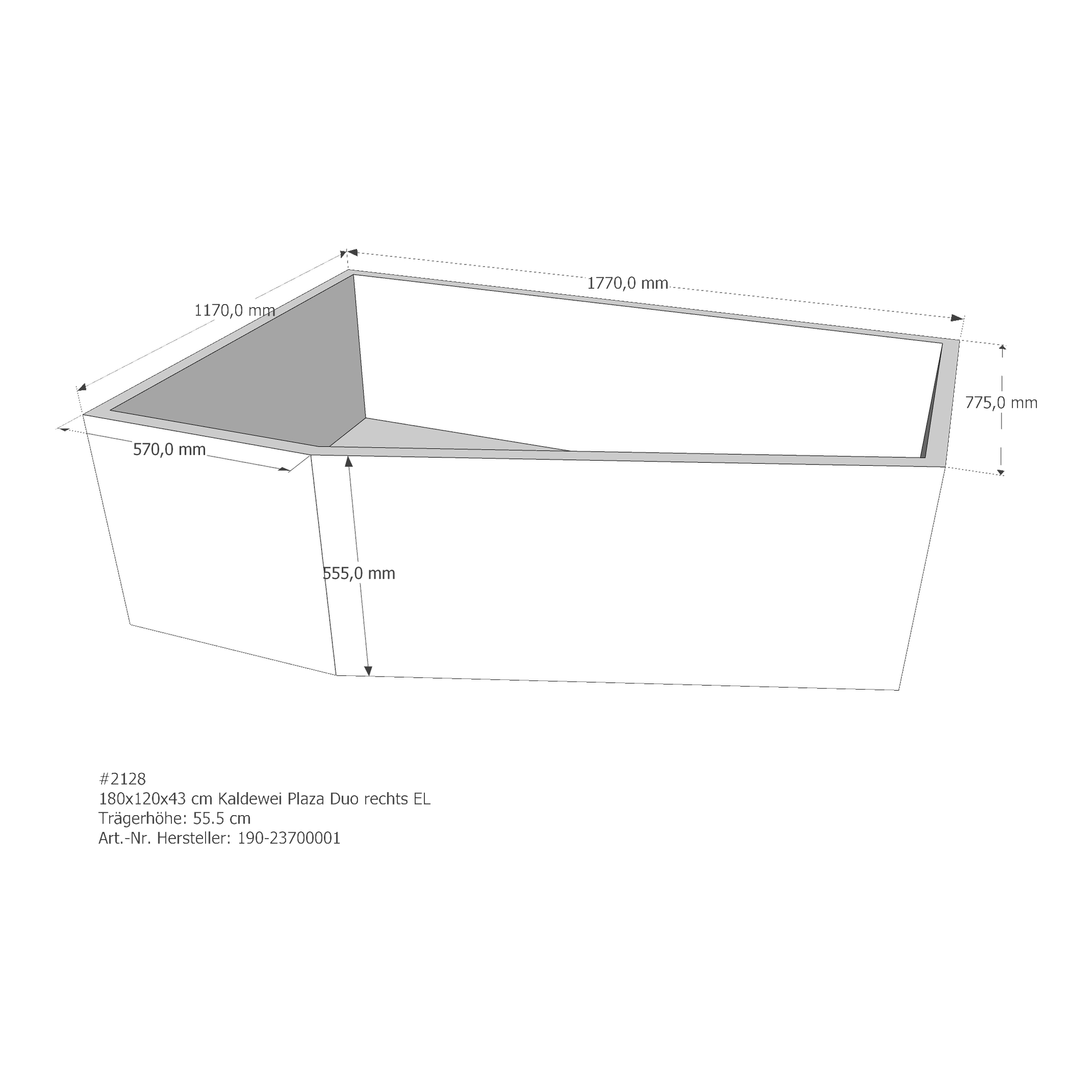 Badewannenträger für Kaldewei Plaza Duo rechts rechts 180 × 120 × 43 cm Badewannenträger für Kaldewei Plaza Duo rechts rechts 180 × 120 × 43 cm