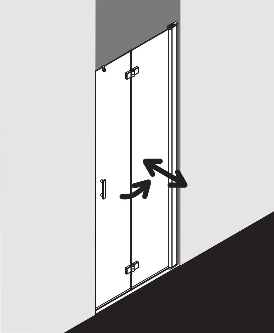 Kermi Pendel-Falttür rechts „Diga“ Glas Klar, Profile Silber Hochglanz, Falttür BV: 683 - 708 mm WE: 683 - 708 mm H: 1850 mm Kermi Pendel-Falttür rechts „Diga“ Glas Klar, Profile Silber Hochglanz, Falttür BV: 683 - 708 mm WE: 683 - 708 mm H: 1850 mm