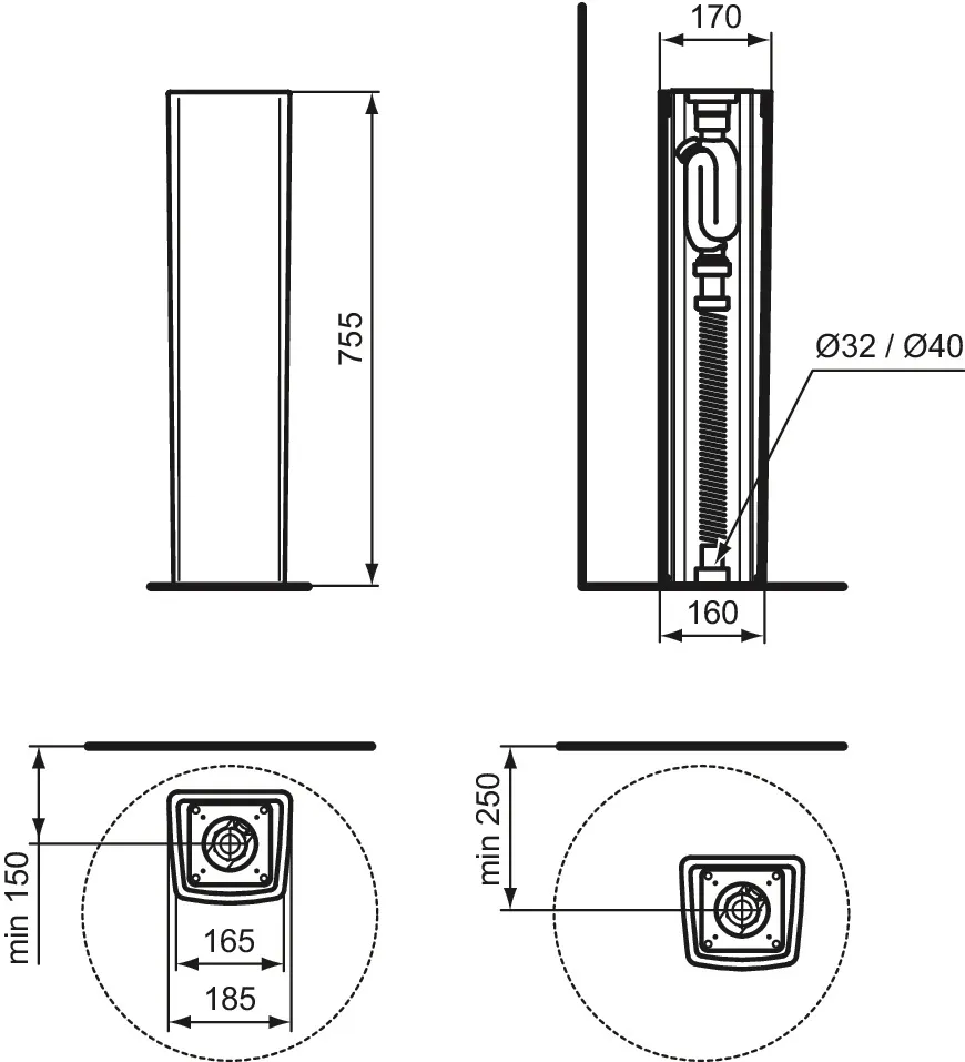 Halbsäule „Conca“ 18,5 × 75,5 × 17 cm in Weiß Halbsäule „Conca“ 18,5 × 75,5 × 17 cm in Weiß