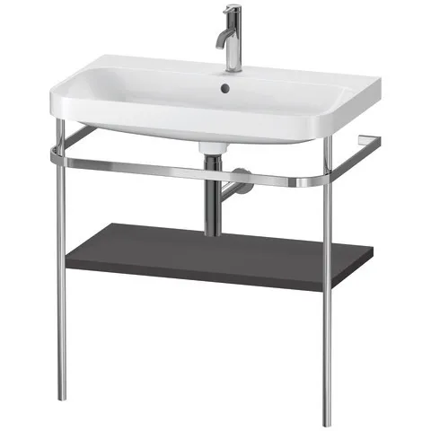 Duravit Waschtischunterschrank c-shaped Set mit Metallkonsole „Happy D.2 Plus“ 77,5 × 85 × 49 cm in Graphit Supermatt