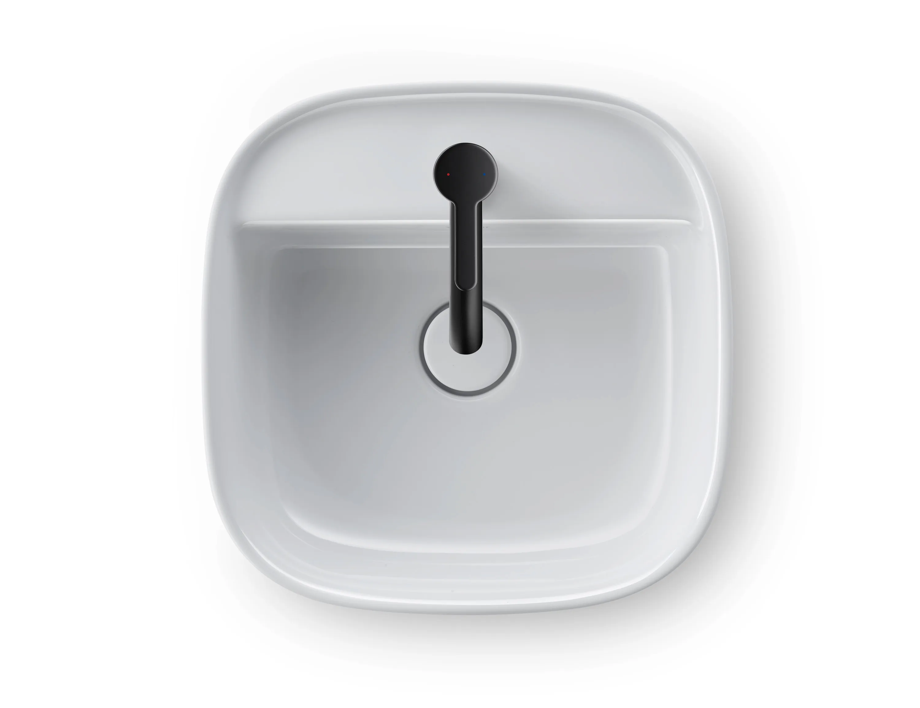 Aufsatzwaschtisch geschliffen „Zencha“ 42 × 42 × 13,5 cm, Hahnlochposition mittig in Weiß Hochglanz Aufsatzwaschtisch geschliffen „Zencha“ 42 × 42 × 13,5 cm, Hahnlochposition mittig in Weiß Hochglanz