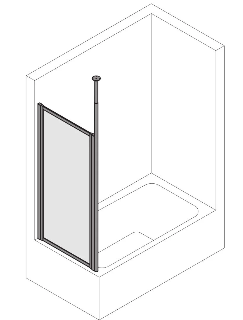 Kermi Seitenwand „VARIO 2000“ Glas Kerolan Perl, Profile Silber Mattglanz, BV: 685 - 710 mm WE: 685 - 710 mm H: 1400 mm