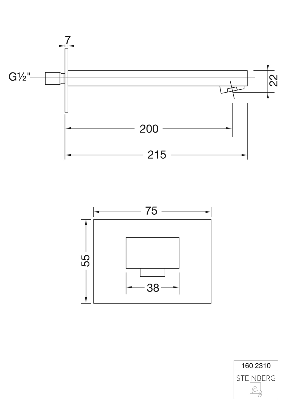 Serie 160 Auslauf für Waschtisch oder Wanne, Ausladung: 20 cm Serie 160 Auslauf für Waschtisch oder Wanne, Ausladung: 20 cm