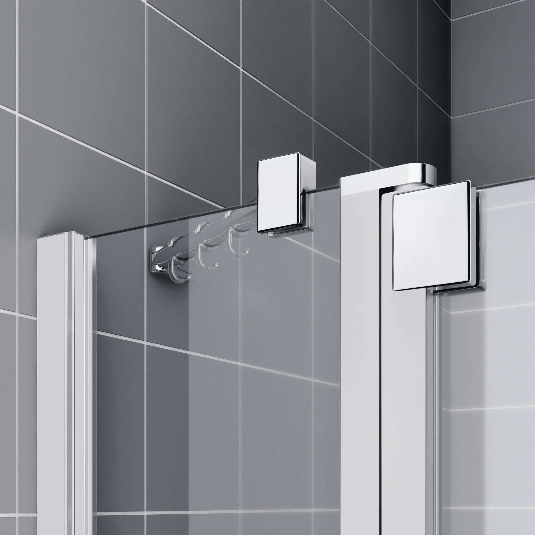 Kermi Pendeltür 1-flügelig mit Festfeld links für Nische und Ecke „RAYA“ Glas Klar, Profile Silber Mattglanz, BV: 843 - 883 mm GAK: 830 - 860 mm WE: 843 - 883 mm H: 2000 mm Kermi Pendeltür 1-flügelig mit Festfeld links für Nische und Ecke „RAYA“ Glas Klar, Profile Silber Mattglanz, BV: 843 - 883 mm GAK: 830 - 860 mm WE: 843 - 883 mm H: 2000 mm