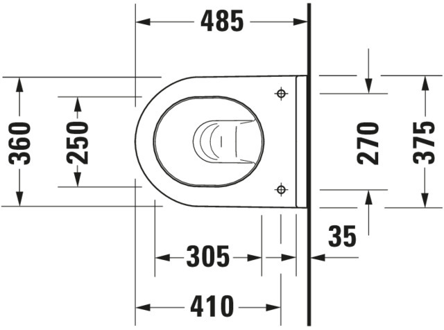 Wand-WC Starck 3 Compact 485 mm Tiefspüler, Durafix, weiß