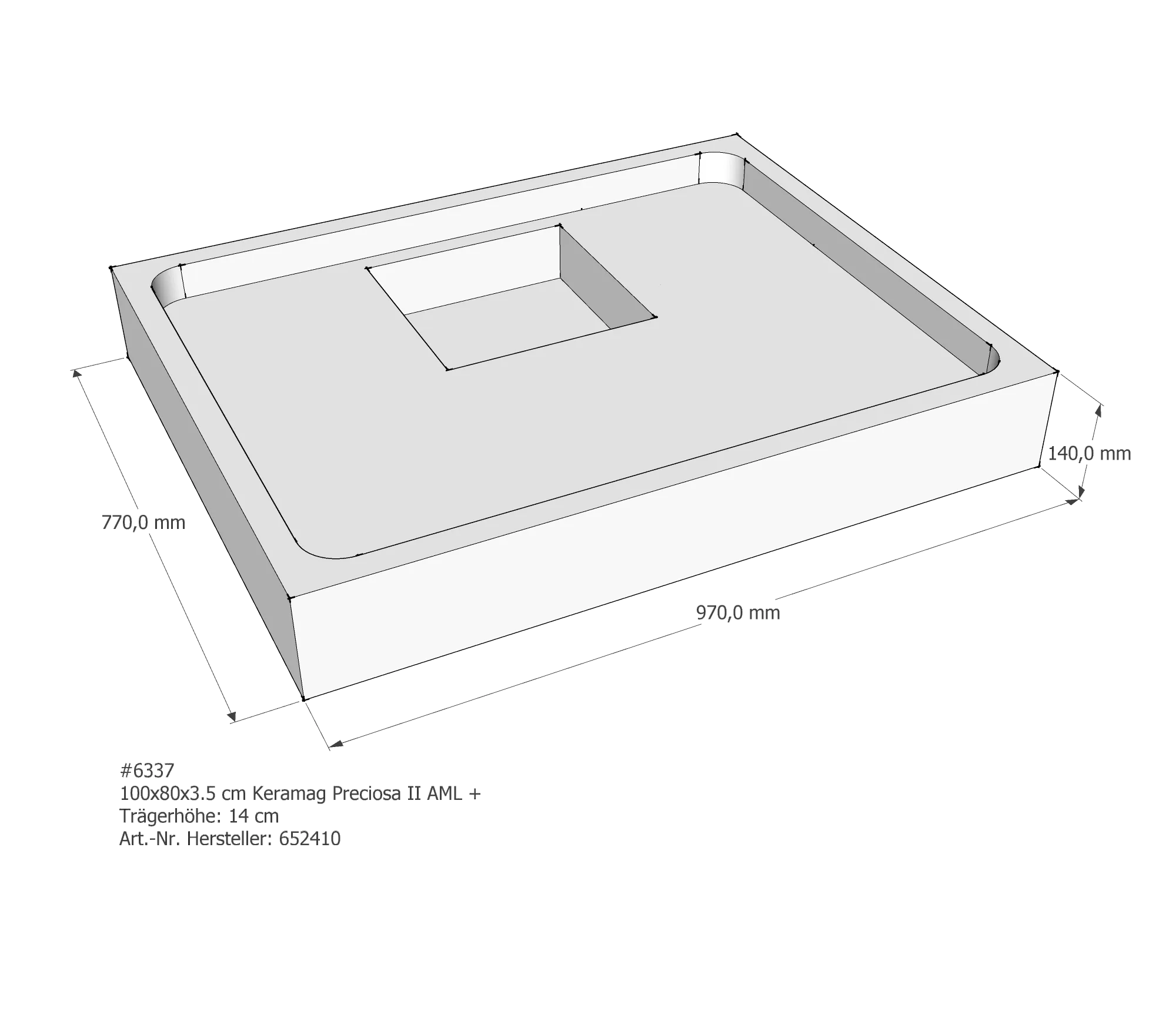 Duschwannenträger für Geberit Sestra 90 × 90 × 1 cm