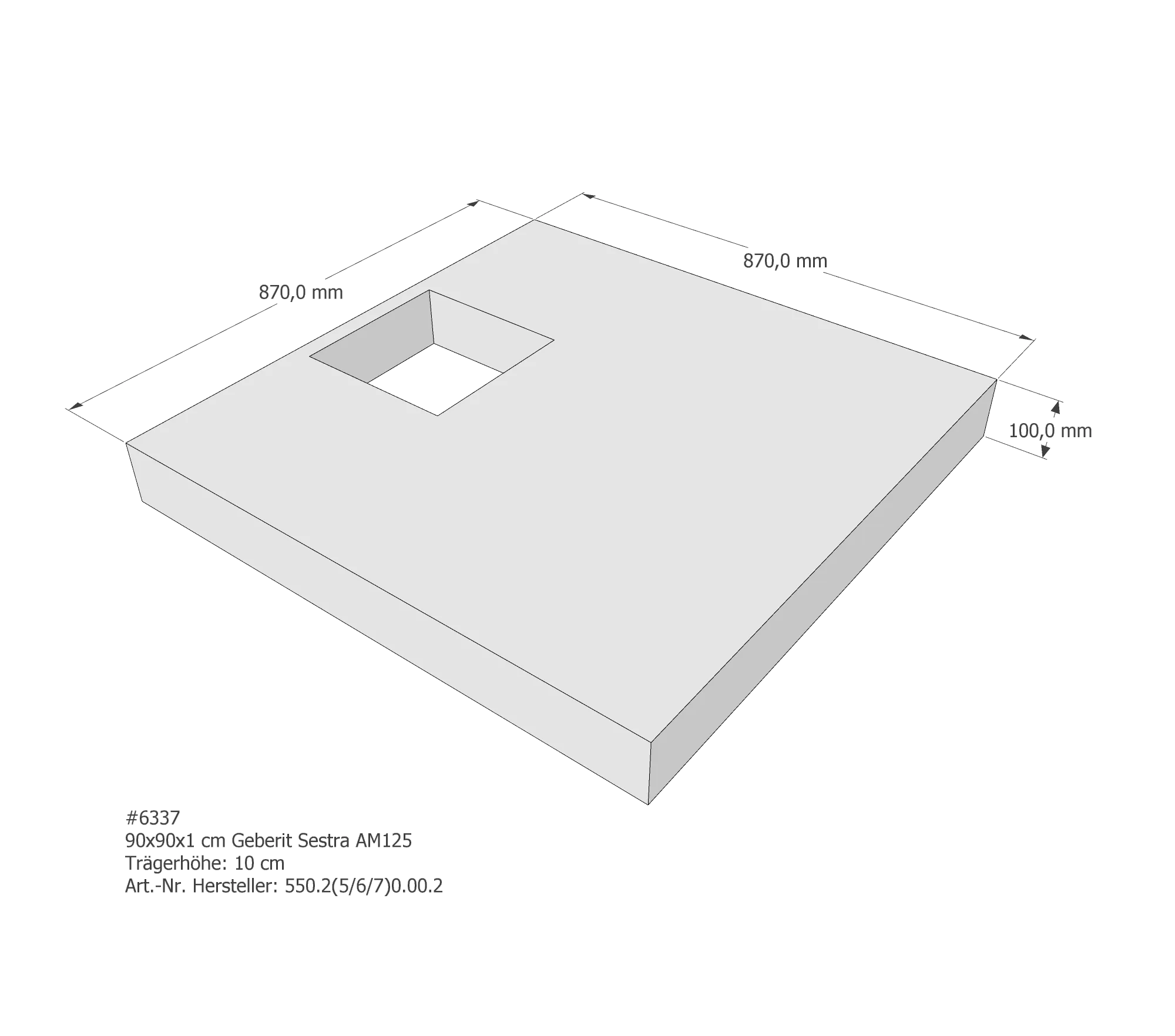 Duschwannenträger für Geberit Sestra 90 × 90 × 1 cm Duschwannenträger für Geberit Sestra 90 × 90 × 1 cm