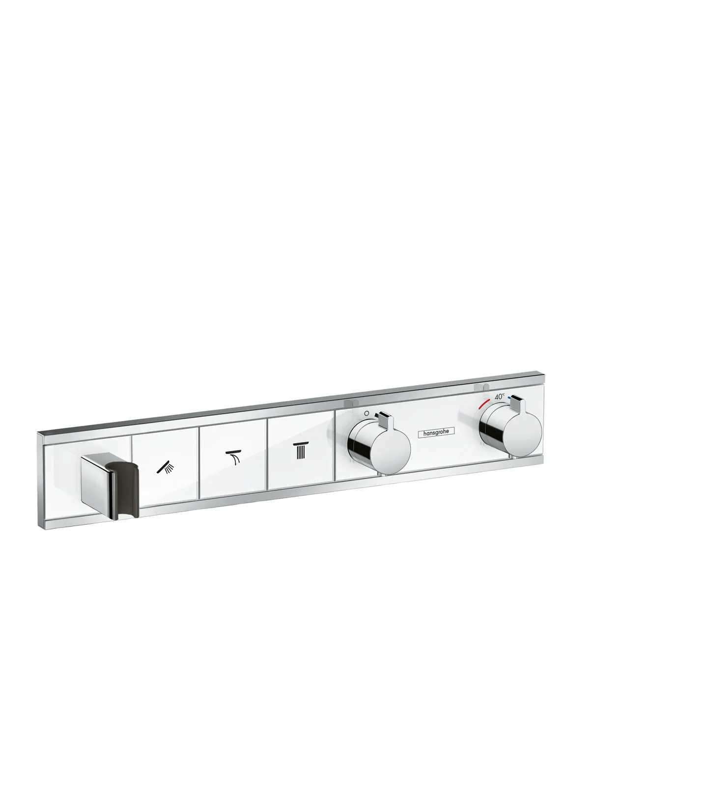 Hansgrohe RainSelect Thermostat Unterputz, 3 Verbraucher, weiß/chrom, mit Brausehalter und Tasten für Handbrause, Schwall, Rain groß