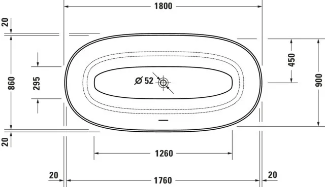 Duravit Badewanne „White Tulip“ freistehend oval 180 × 90 cm