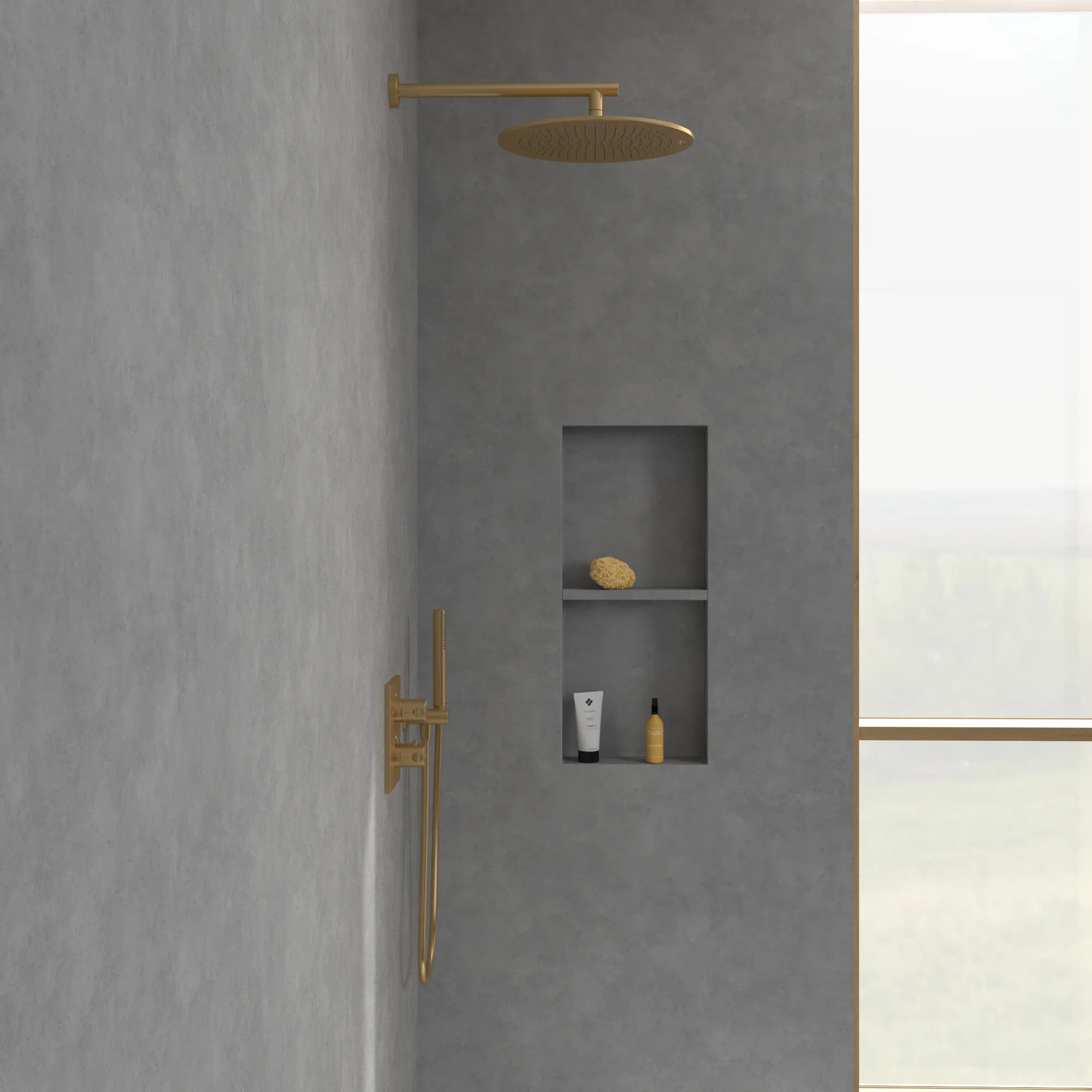 Duschkopf TVC00000300061, rund ⌀ 35 × 6,3 cm in Brushed Gold Duschkopf TVC00000300061, rund ⌀ 35 × 6,3 cm in Brushed Gold