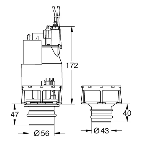 Ablaufventil-Dual Flush 42265, für Spülkasten 0,82 m, pneumatische Betätigung, für 6 l oder 3 l, mit Ventilsitz Ablaufventil-Dual Flush 42265, für Spülkasten 0,82 m, pneumatische Betätigung, für 6 l oder 3 l, mit Ventilsitz