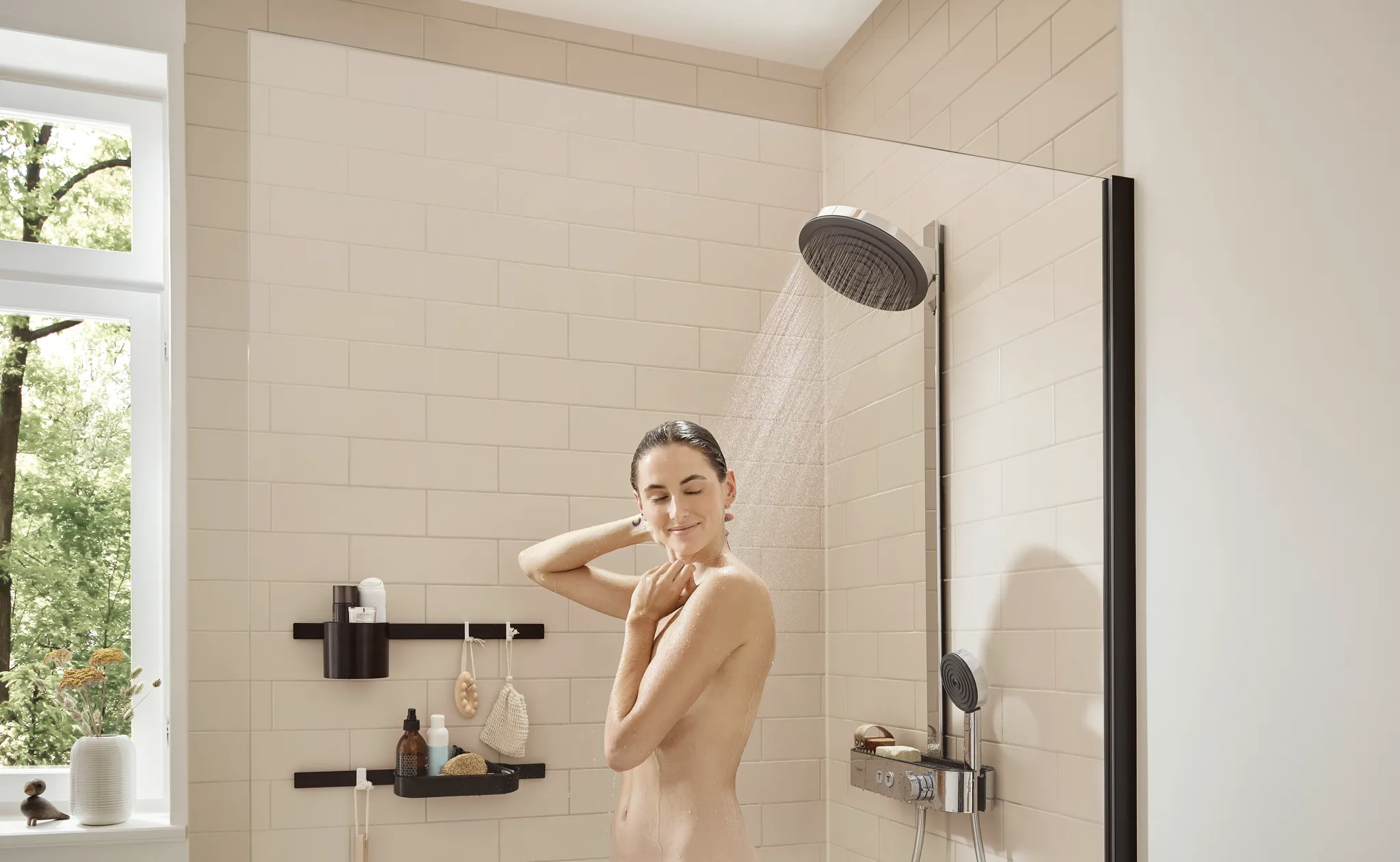 Showerpipe Pulsify 260 2jet EcoSmart mit Brausethermostat Aufputz chrom