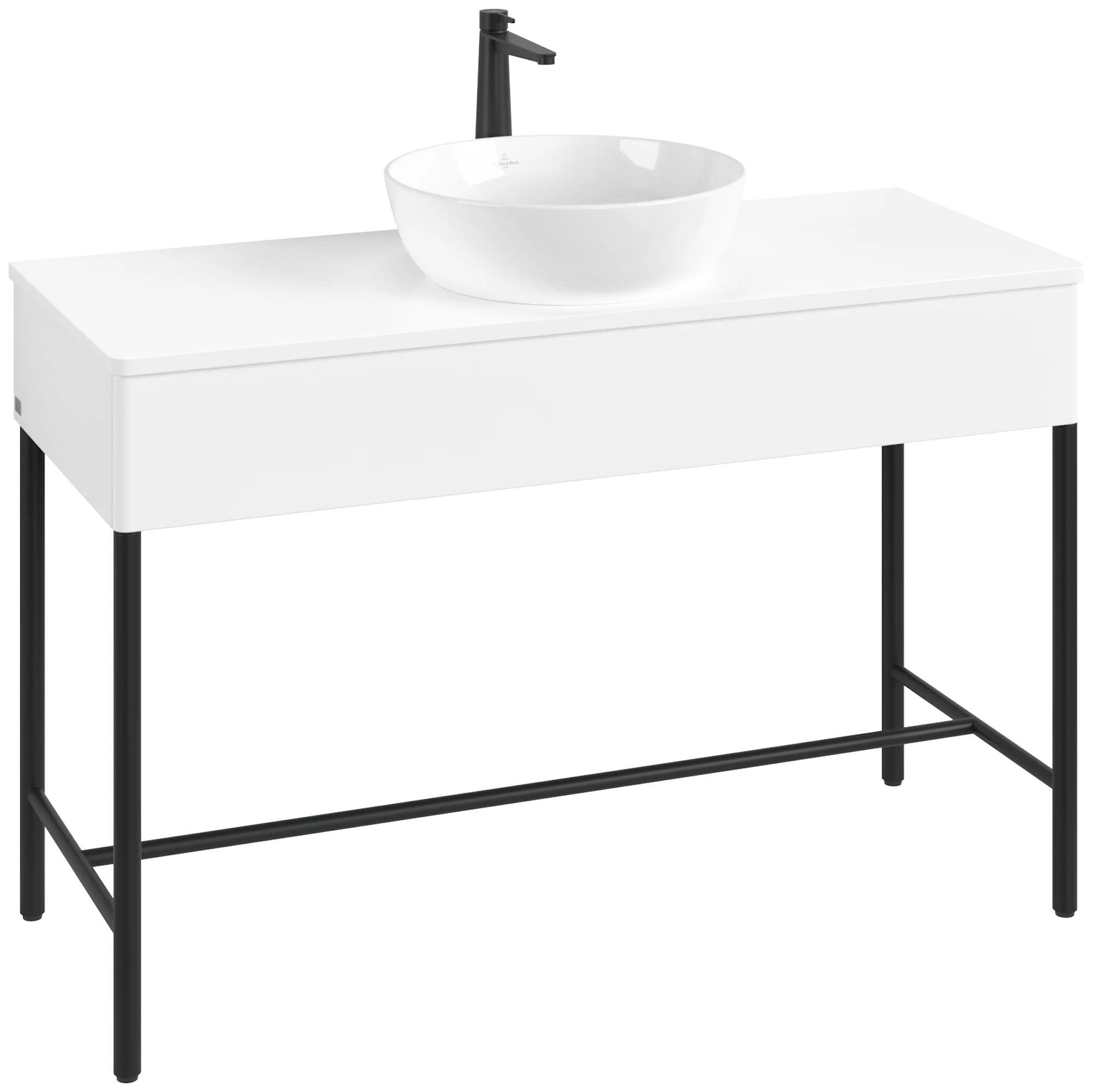 Villeroy & Boch Waschbeckenunterschrank Artis, Eckig White Matt Lacquer, 1200x782x500mm, Metallgestell, Push-to-open Funktion