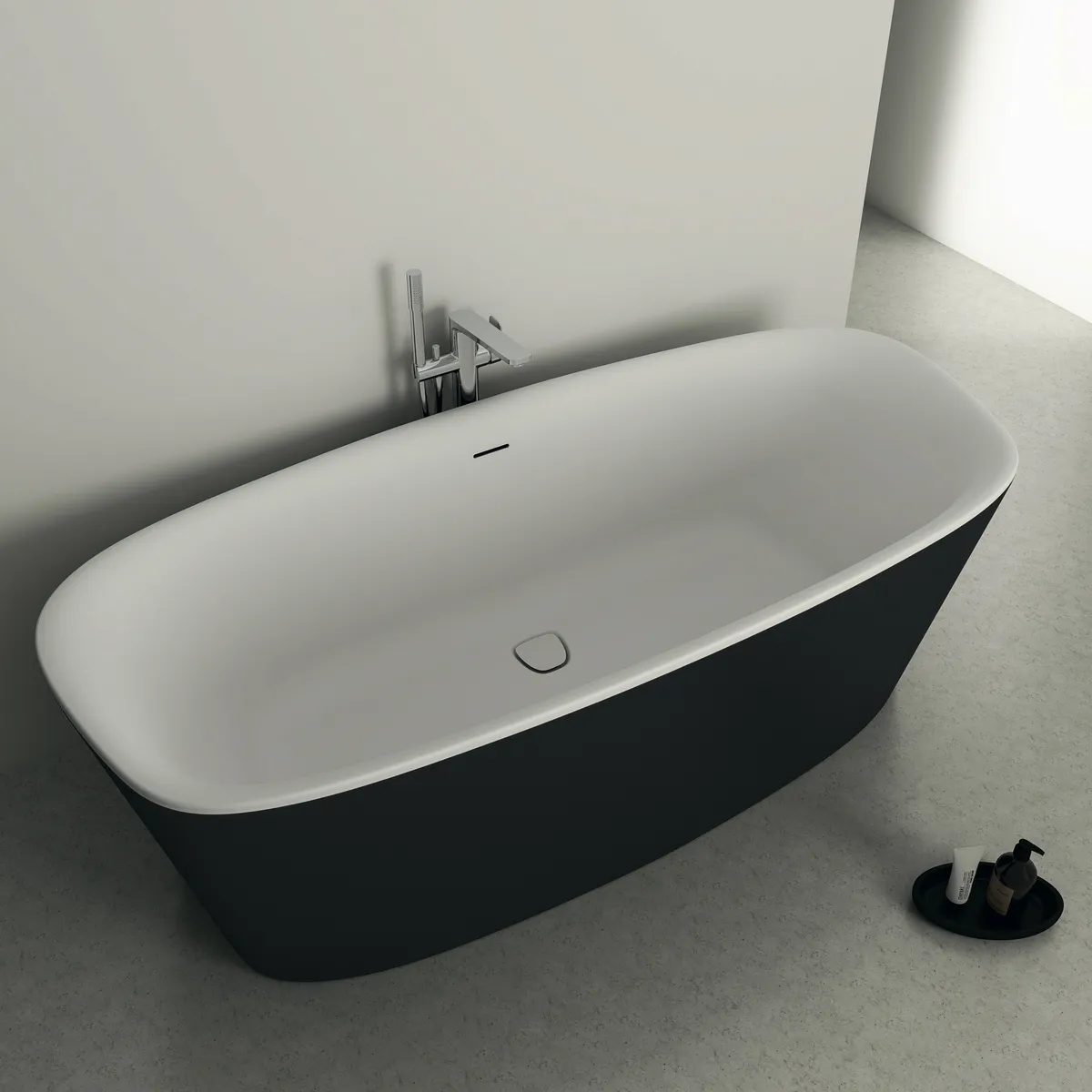 Ideal Standard freistehende Duo-Badewanne DEA, 1800x800x475⁄610mm, Weiß matt/Schwarz Ideal Standard freistehende Duo-Badewanne DEA, 1800x800x475⁄610mm, Weiß matt/Schwarz