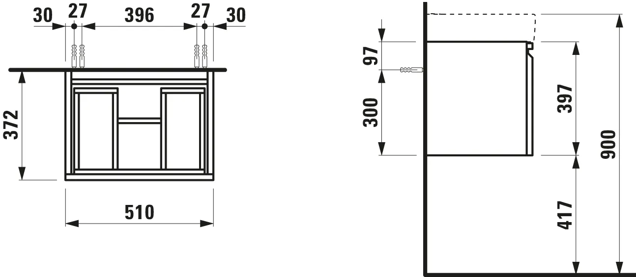 Laufen Waschtischunterbau „PRO S“ 510 × 397 × 372 mm Graphit Laufen Waschtischunterbau „PRO S“ 510 × 397 × 372 mm Graphit