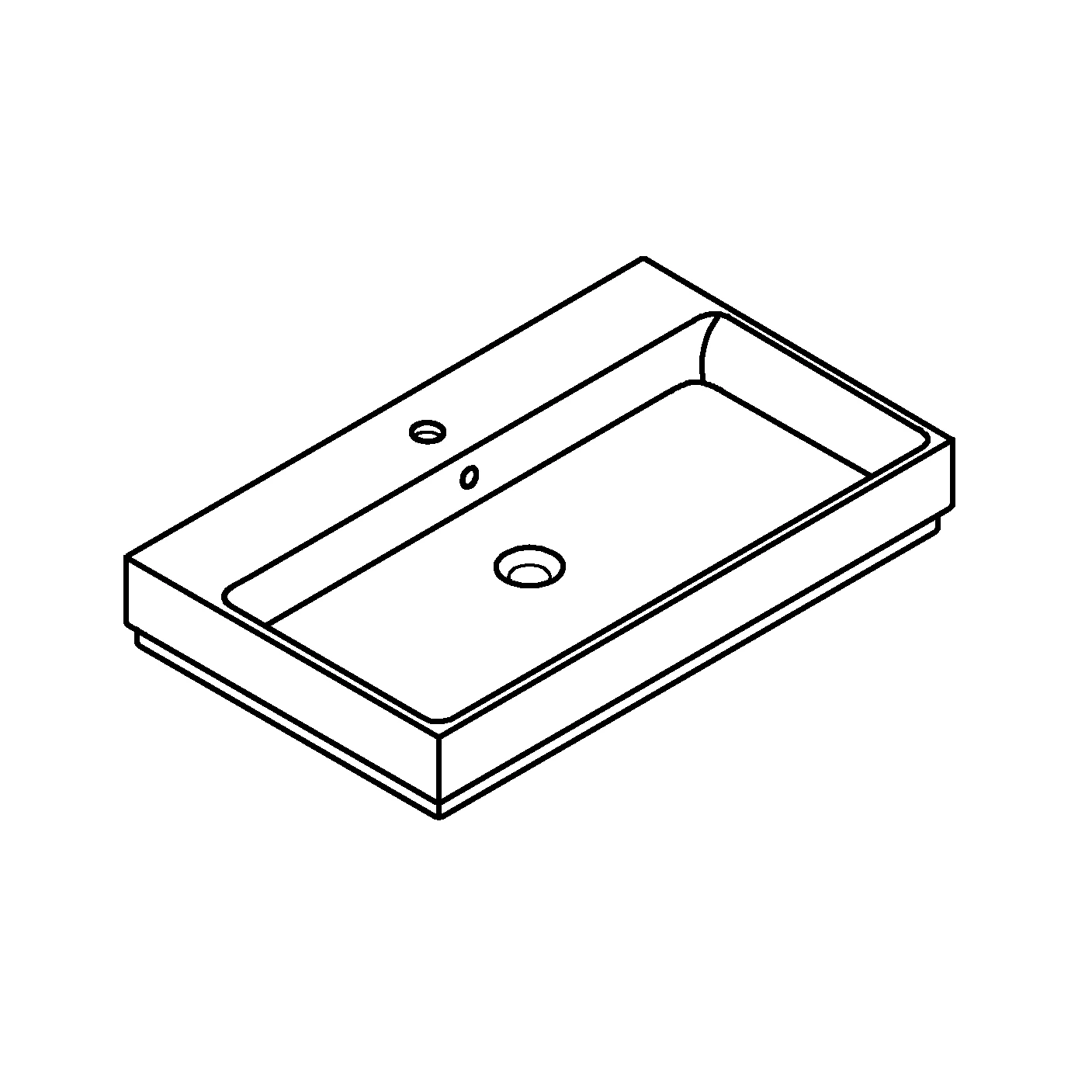 Aufsatzwaschtisch Cube Keramik 39476_H, 800 x 490 mm, 1 Hahnloch, 2 weitere vorgestochen, Rückseite glasiert, PureGuard Hygieneoberfläche, aus Sanitärkeramik, alpinweiß