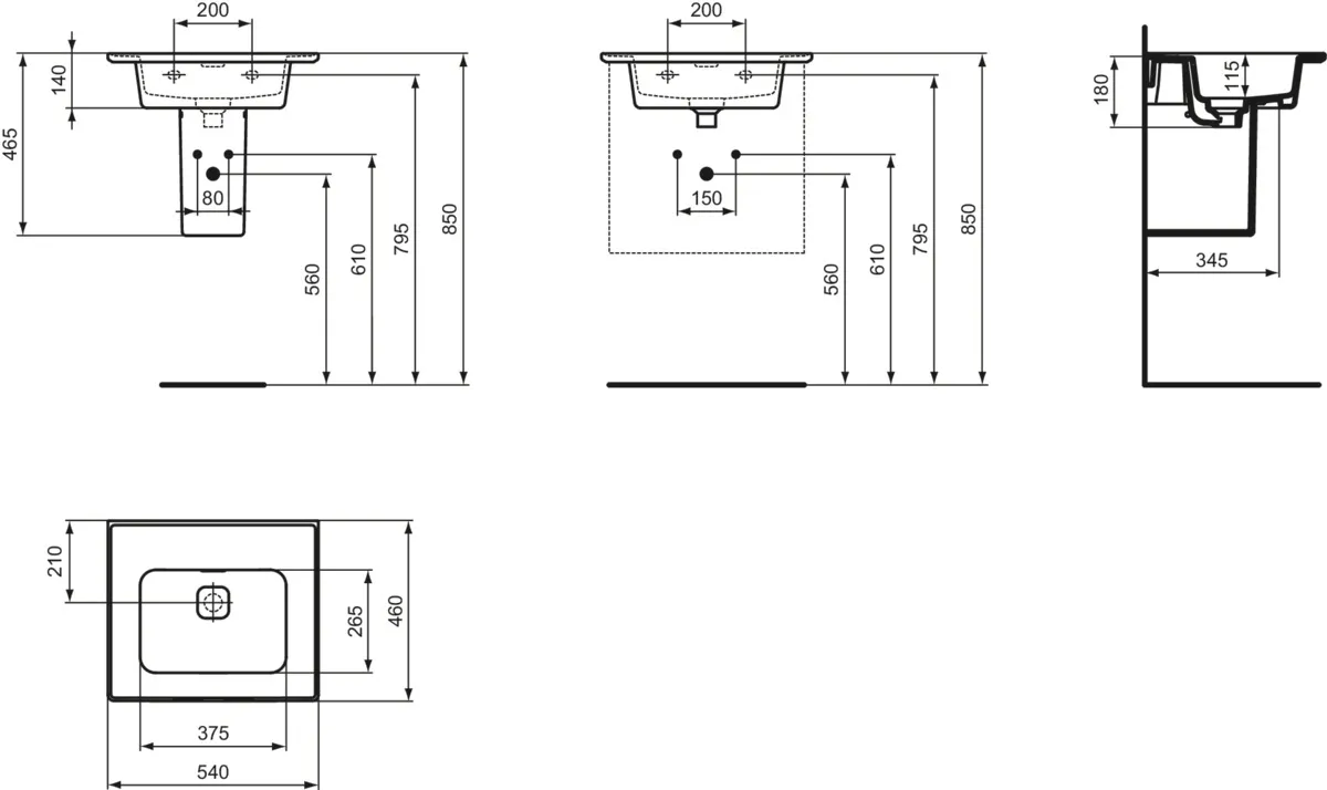 Waschbecken „StradaII“ 54 × 46 × 18 cm Waschbecken „StradaII“ 54 × 46 × 18 cm