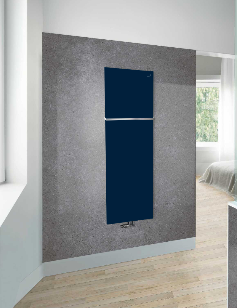 Zehnder Design-Heizkörper „Fina Lean Bar“ für Warmwasser-Zentralheizung mit 50 mm-Mittelanschluss 50 × 130 cm in Verkehrsweiß (RAL 9016, glänzend)