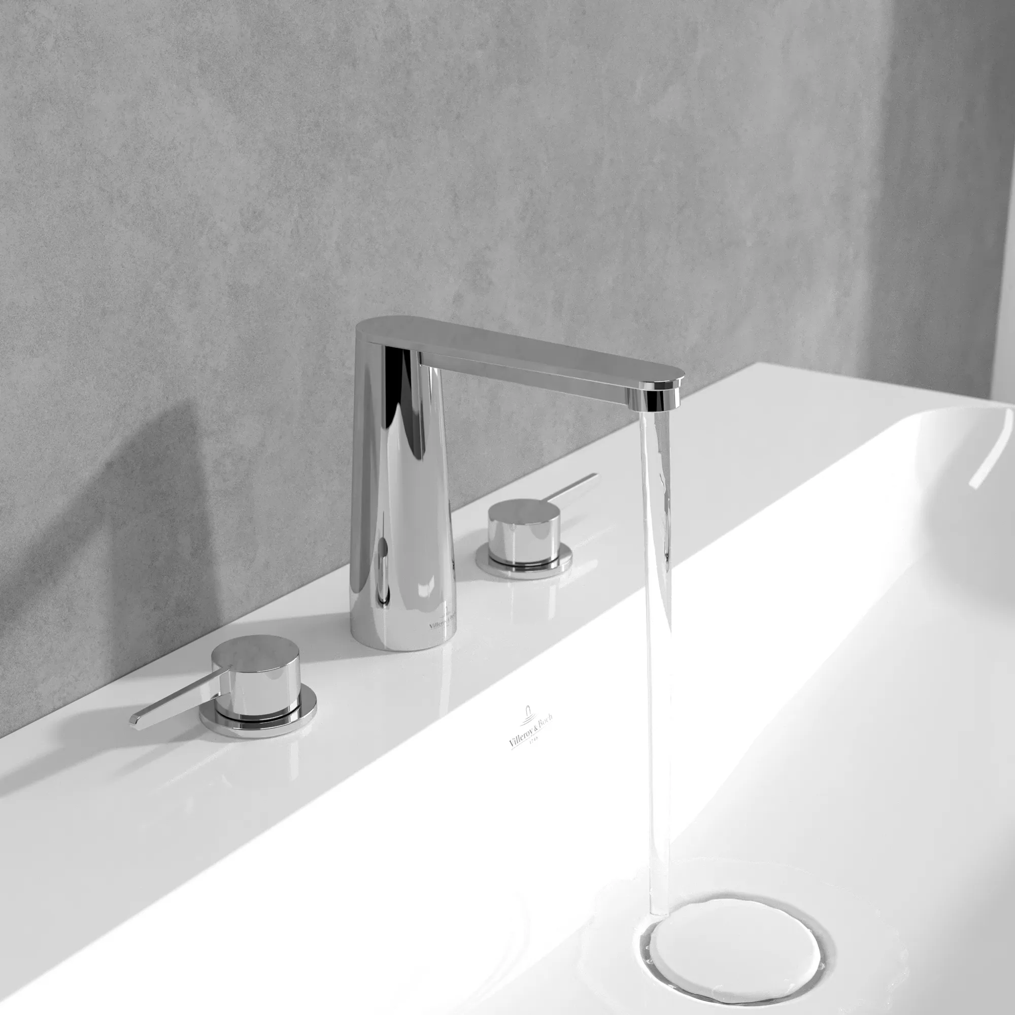 Zweihand-Waschtischarmatur „Conum“ 16,5 cm Ausladung 130 mm in Chrom Zweihand-Waschtischarmatur „Conum“ 16,5 cm Ausladung 130 mm in Chrom