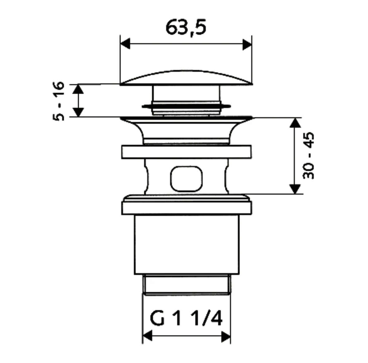 Waschtischablaufgarnitur PUSH OPEN, G 1 1/4 AG, chrom