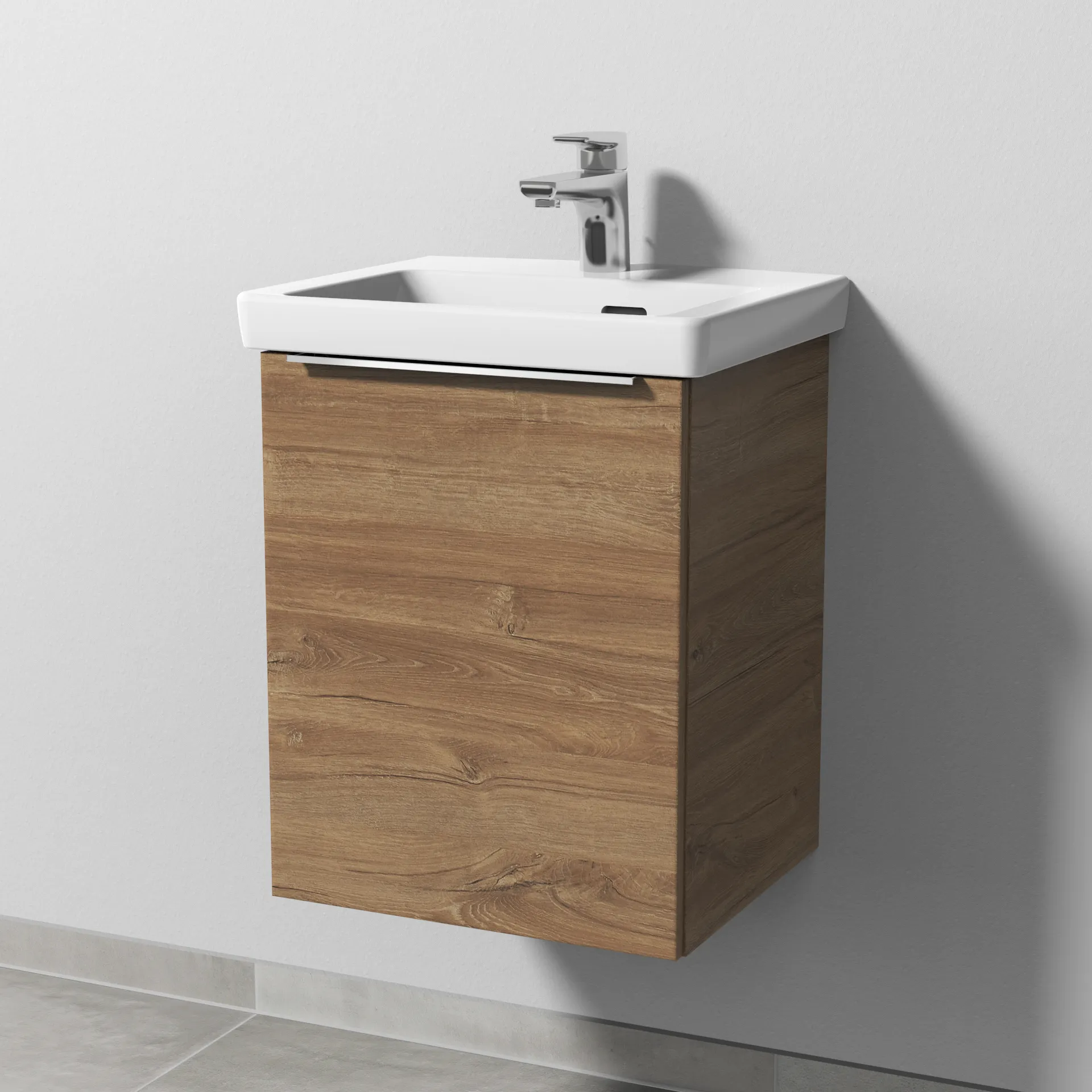 Sanipa Waschtischunterschrank „3way“ 407 × 517 × 361 mm in Eiche Kansas, Anschlag links