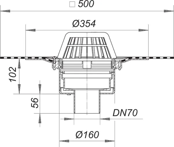 Dachablauf 62 DallBit, DN 70 Dachablauf 62 DallBit, DN 70