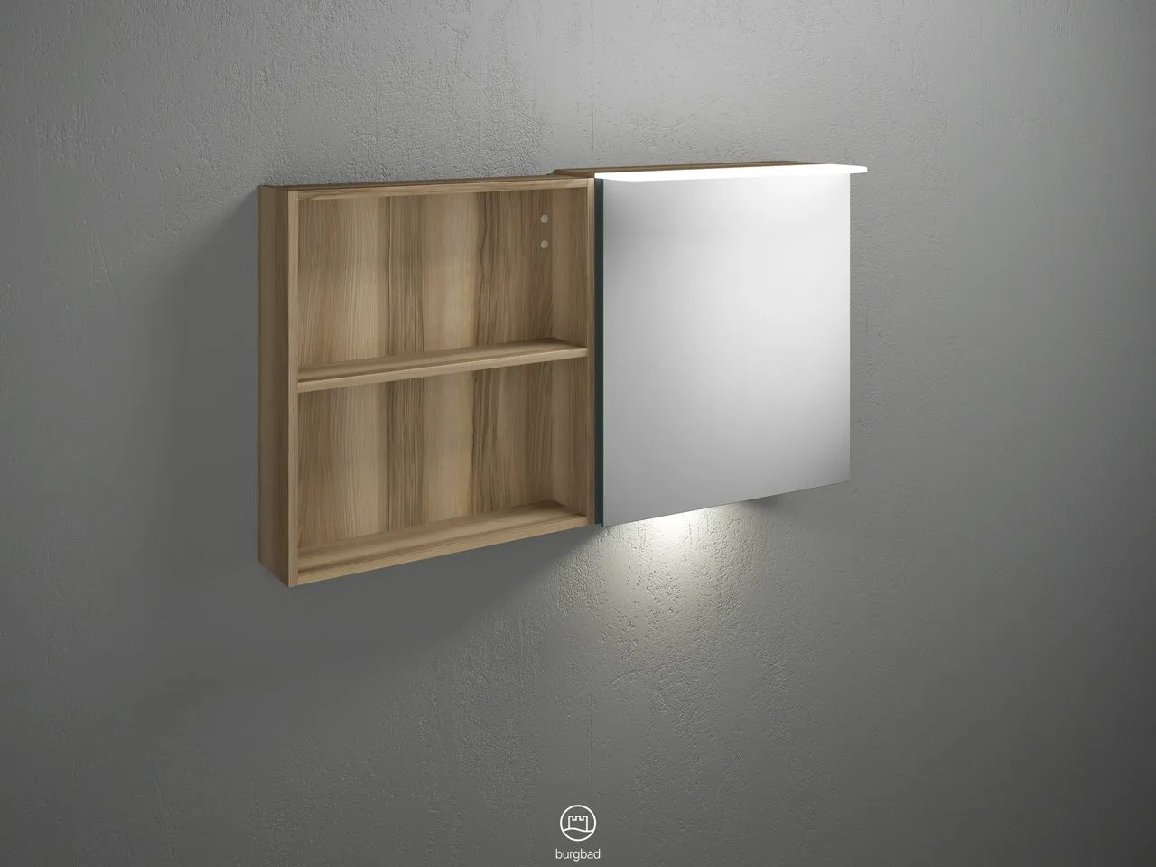 Badu Spiegelschrank SFUC120 von burgbad - 310 mm tief, 1.200 mm breit, 665 mm hoch Badu Spiegelschrank SFUC120 von burgbad - 310 mm tief, 1.200 mm breit, 665 mm hoch