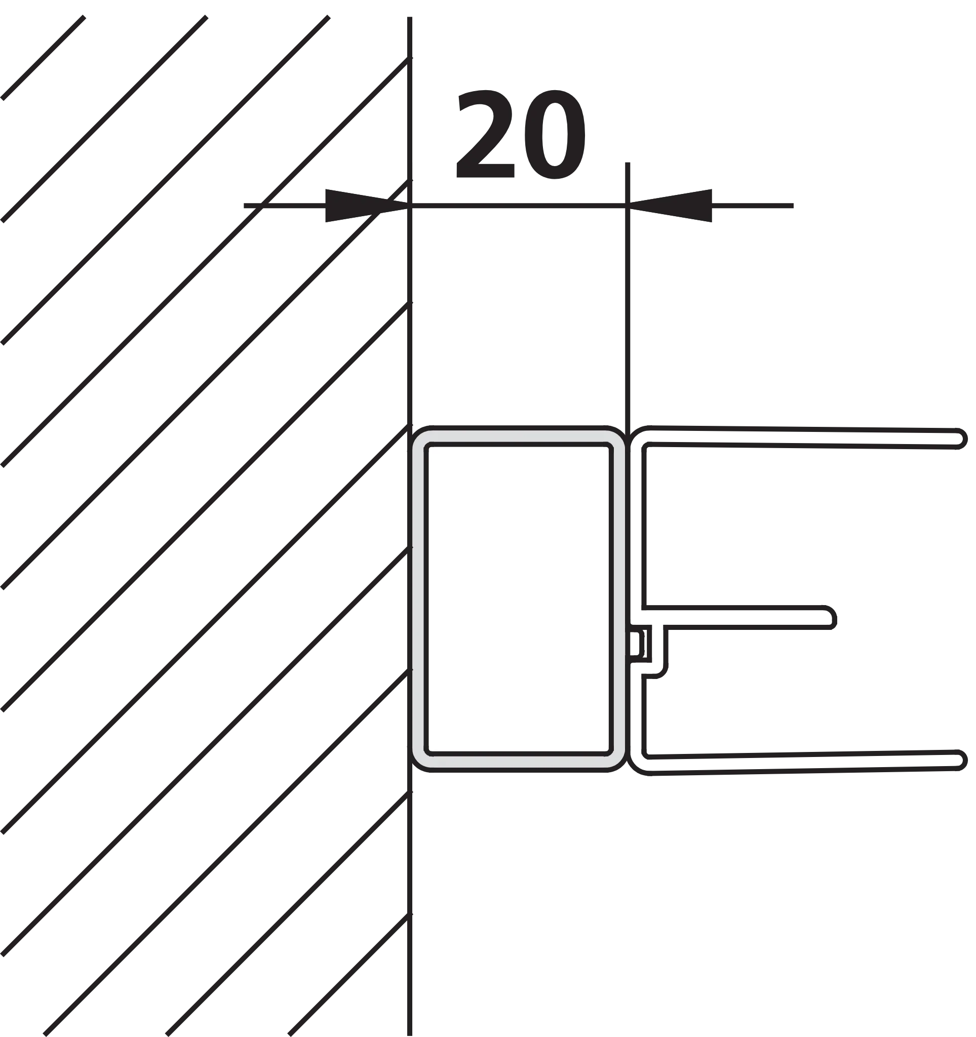 Kermi Duschdesign Stockverbreiterung „RAYA“ 2000 mm in Silber Mattglanz