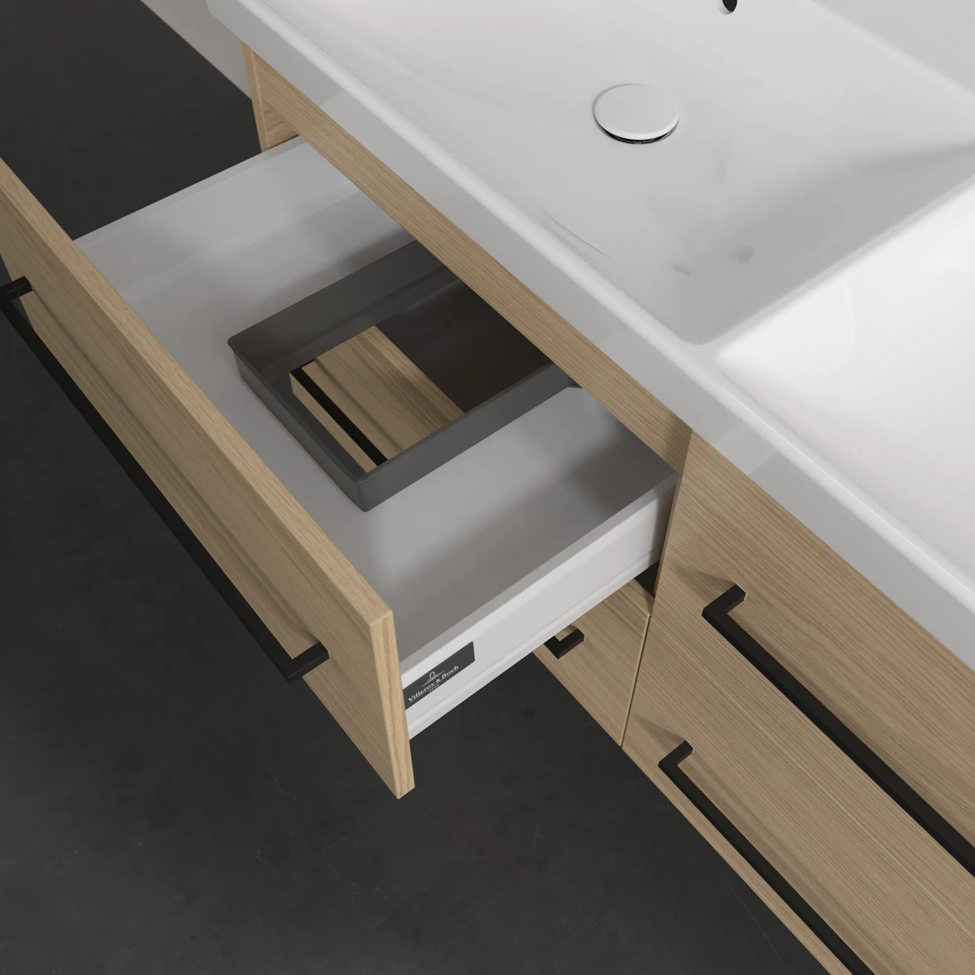 Villeroy & Boch Waschtischunterschrank „Avento“ für Schrank-Doppelwaschtisch 1180 × 514 × 452 mm Nordic Oak, Soft Closing