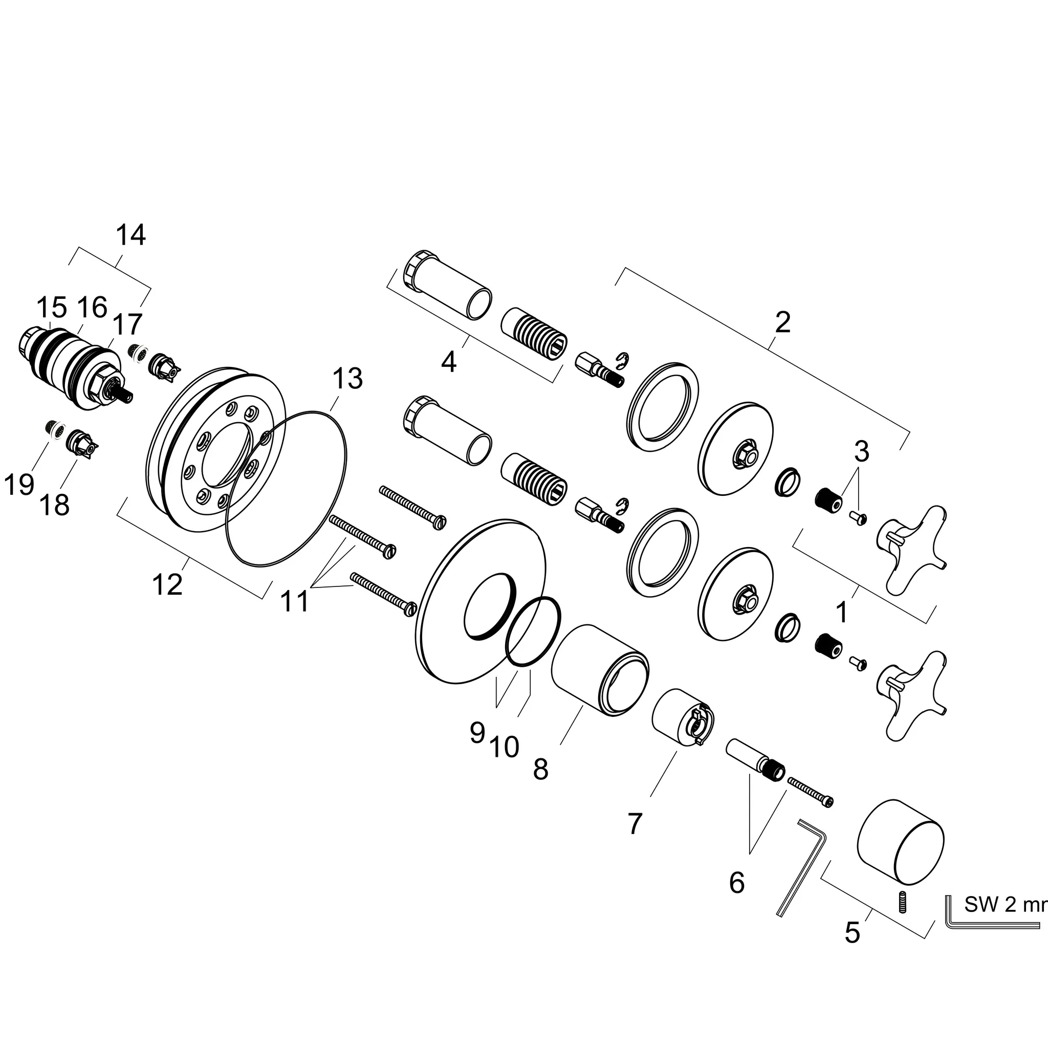 AXOR One Thermostatmodul Unterputz für 2 Verbraucher mit Kreuzgriff, Chrom