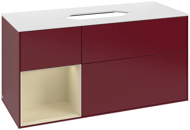 Villeroy & Boch Waschtischunterschrank „Finion“ für Schrankwaschtisch 120 × 60,3 × 50,1 cm 3 Schubladen, für Waschtischposition mittig, inkl. Beleuchtung mittig