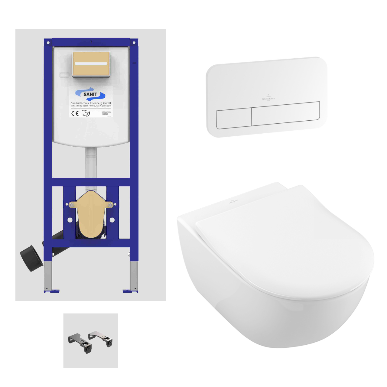 Set-WC Subway 2.0 mit Vorwandelement Ineo Plus und WC-Sitz Slim inkl. Betätigungsplatte ViConnect und Wandhalter