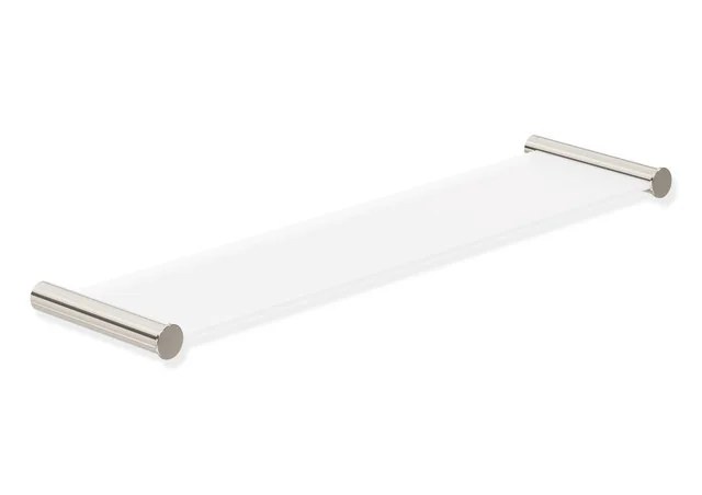 HEWI Ablage System 162, Edelstahl PVD, Glasplatte nickelglänzend, 450 mm breit, 122 mm tief