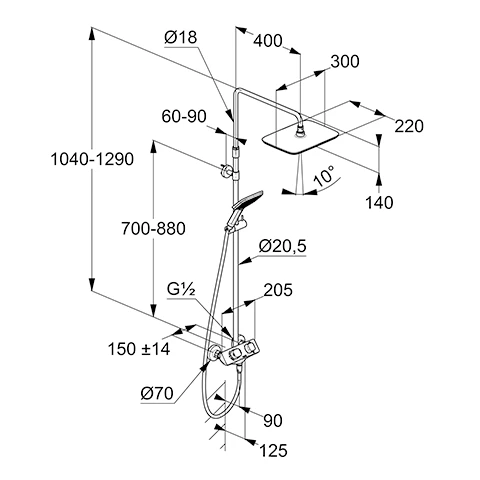 COCKPIT Explorer Thermostat Dual Shower System chrom COCKPIT Explorer Thermostat Dual Shower System chrom