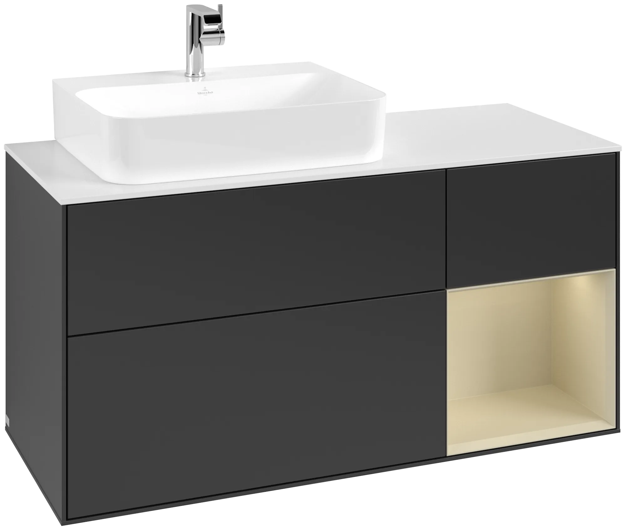 Villeroy & Boch Finion Waschbeckenunterschrank G15, 1200x603x501mm, links, Beleuchtung