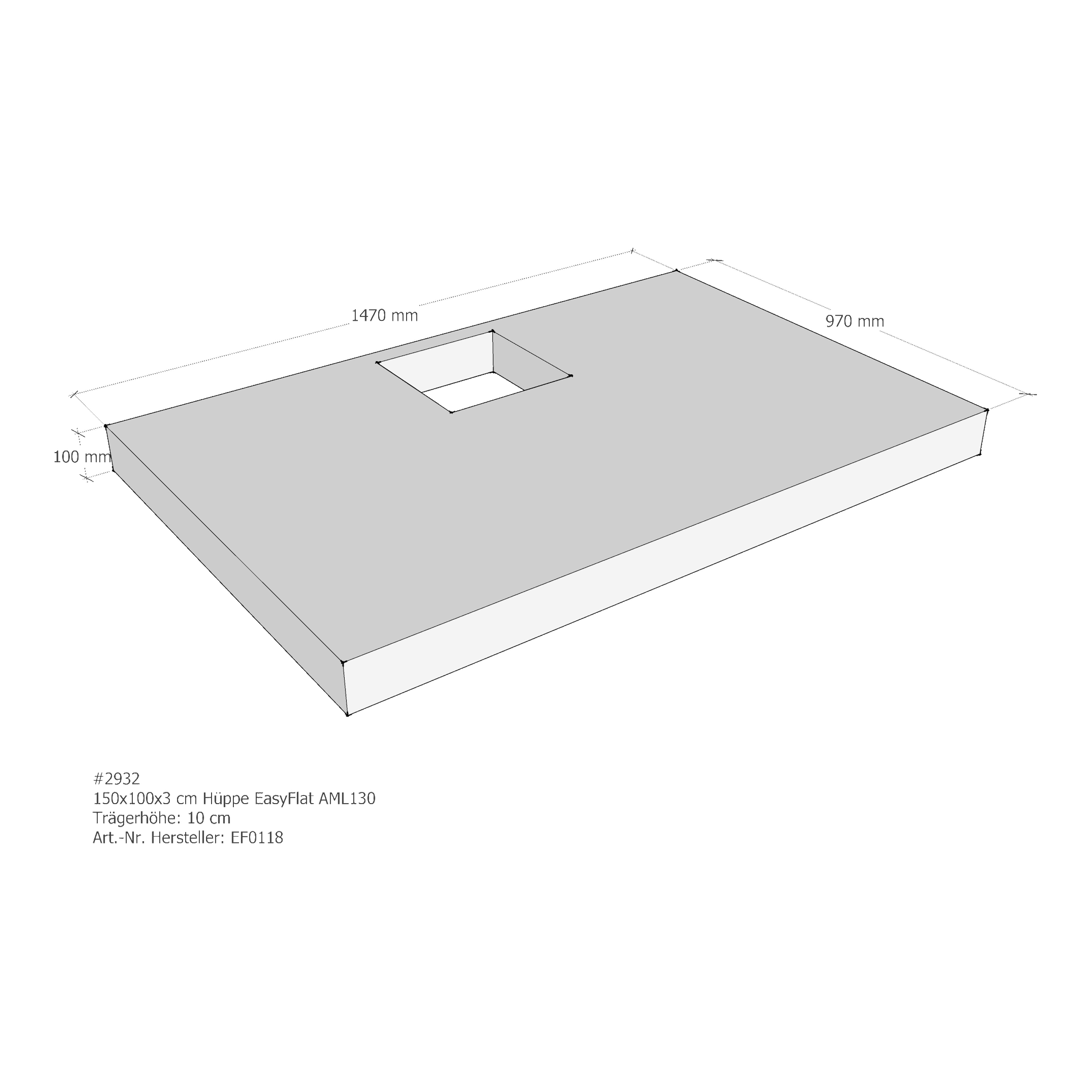 Duschwannenträger für Hüppe EasyFlat 150 × 100 × 3 cm